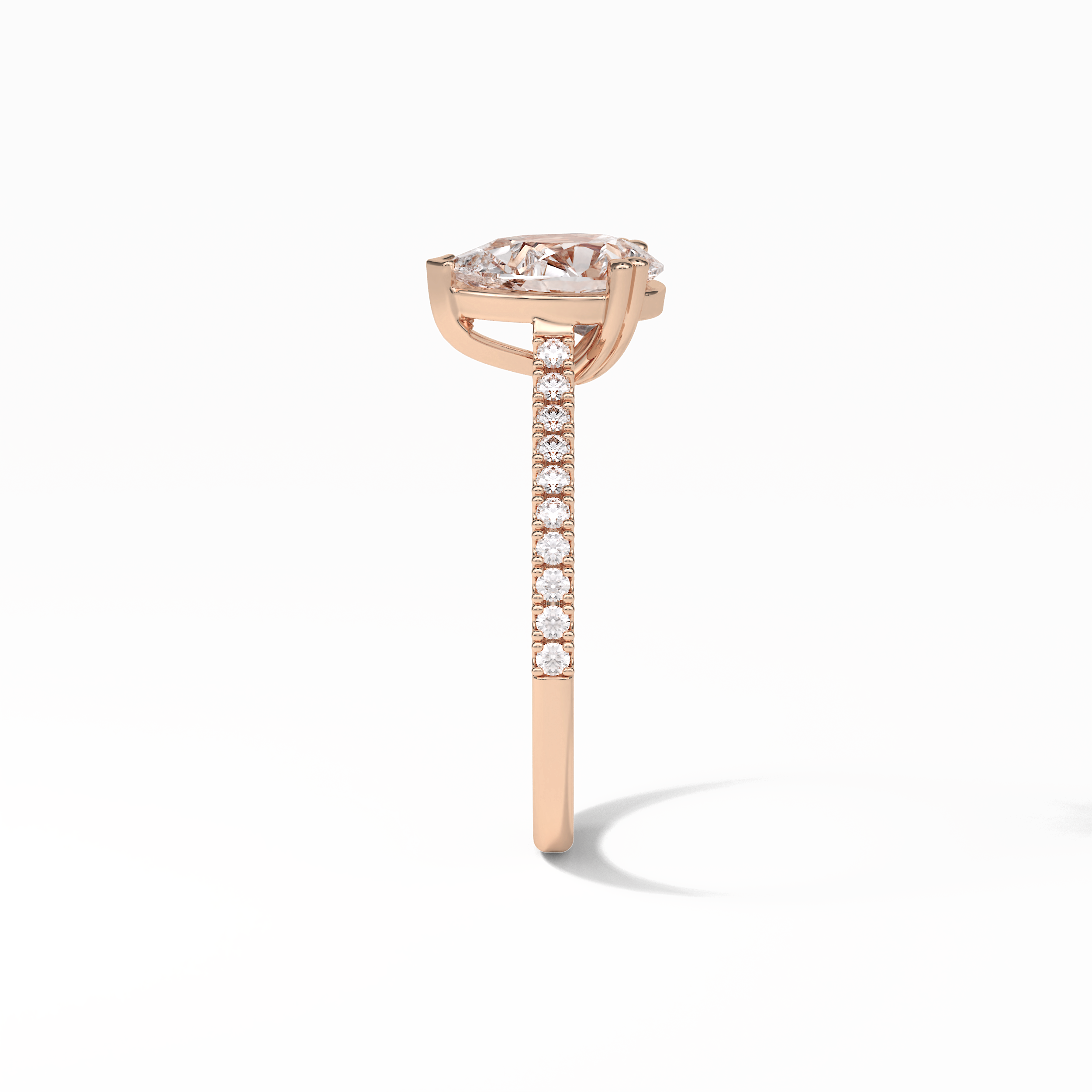 Pear Cut Pave Lab Grown Diamond Engagement Ring
