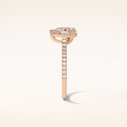 1.33 CT Pear Shaped Pave Moissanite Engagement Ring