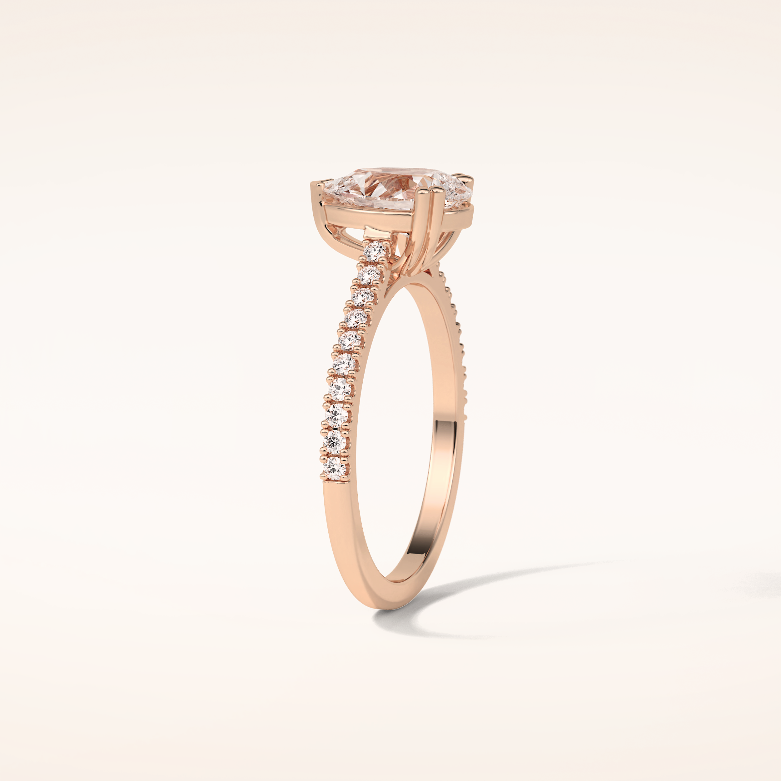 1.33 CT Pear Shaped Pave Moissanite Engagement Ring