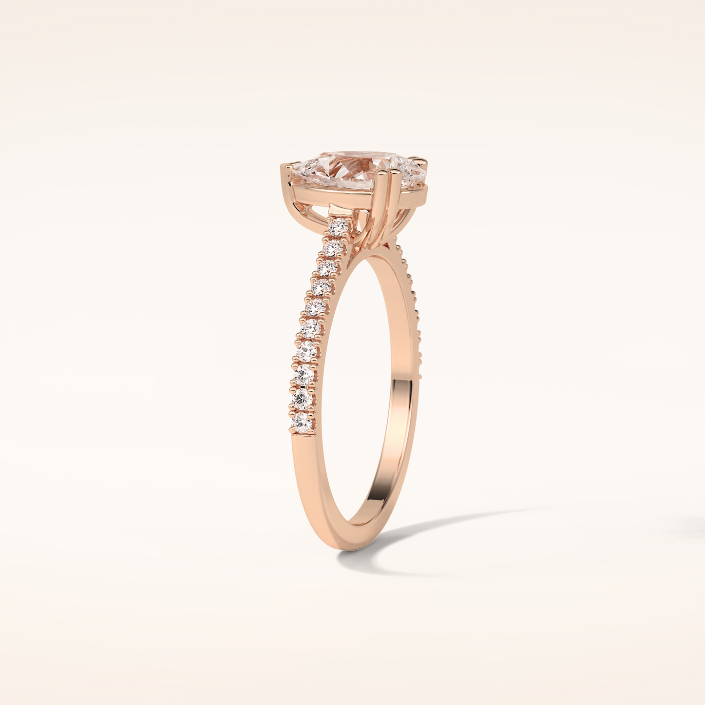 1.33 CT Pear Shaped Pave Moissanite Engagement Ring