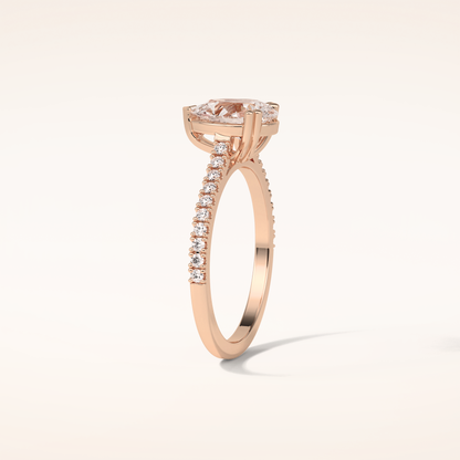 1.33 CT Pear Shaped Pave Moissanite Engagement Ring