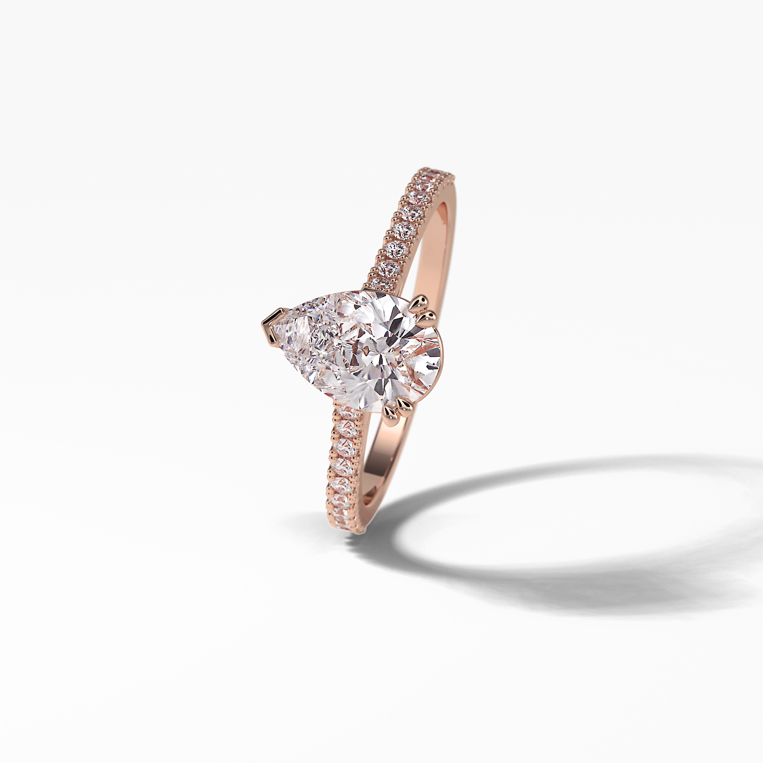 Pear Cut Pave Lab Grown Diamond Engagement Ring