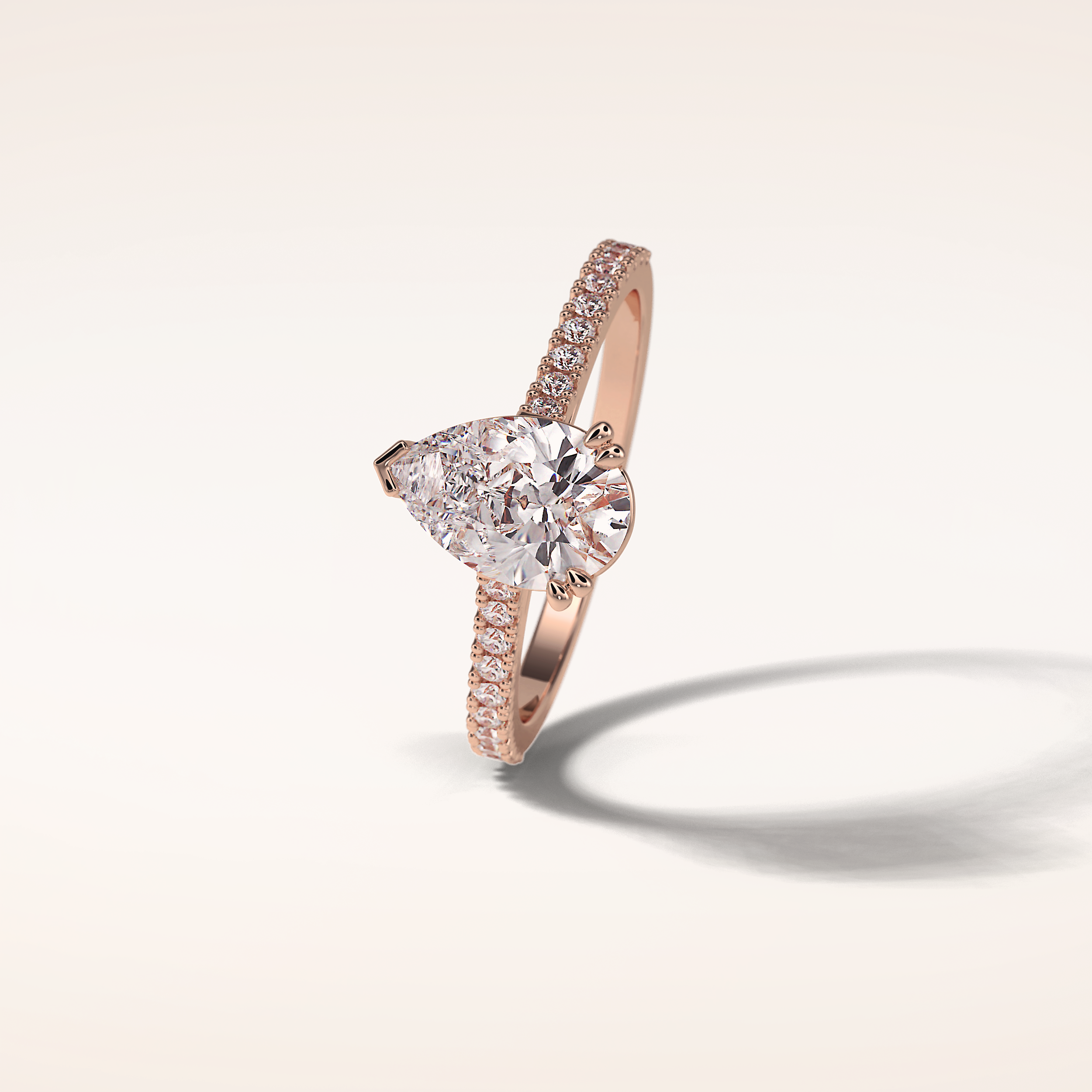 1.33 CT Pear Shaped Pave Moissanite Engagement Ring