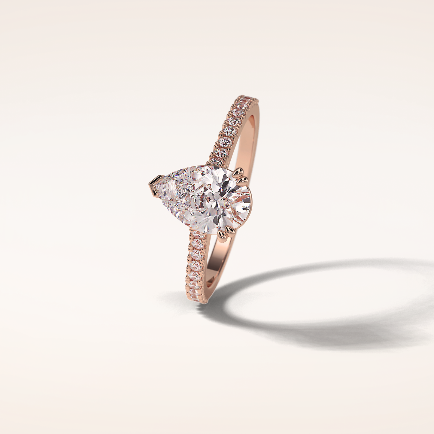 1.33 CT Pear Shaped Pave Moissanite Engagement Ring