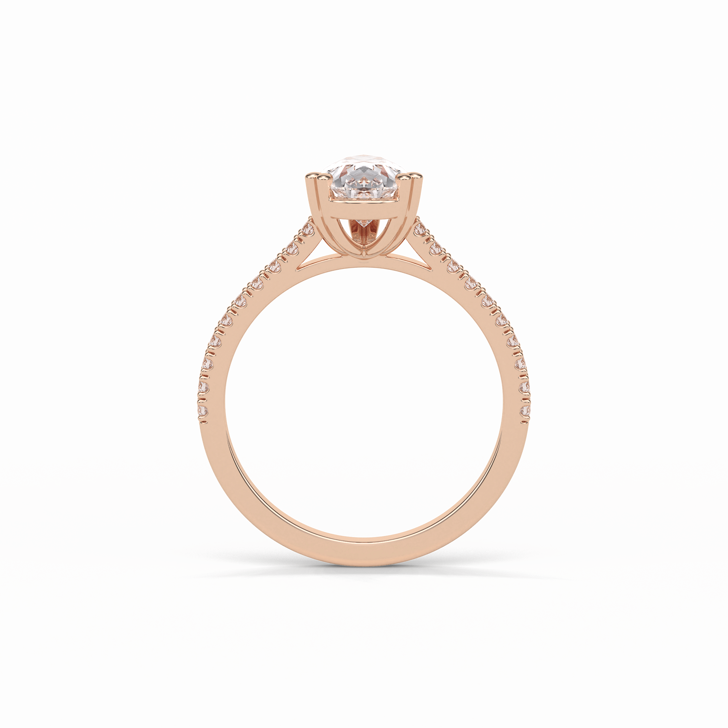 Pear Cut Pave Lab Grown Diamond Engagement Ring