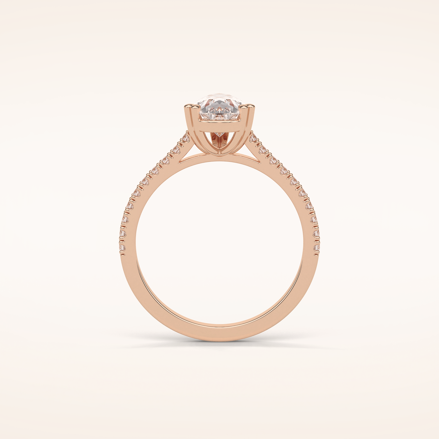 1.33 CT Pear Shaped Pave Moissanite Engagement Ring