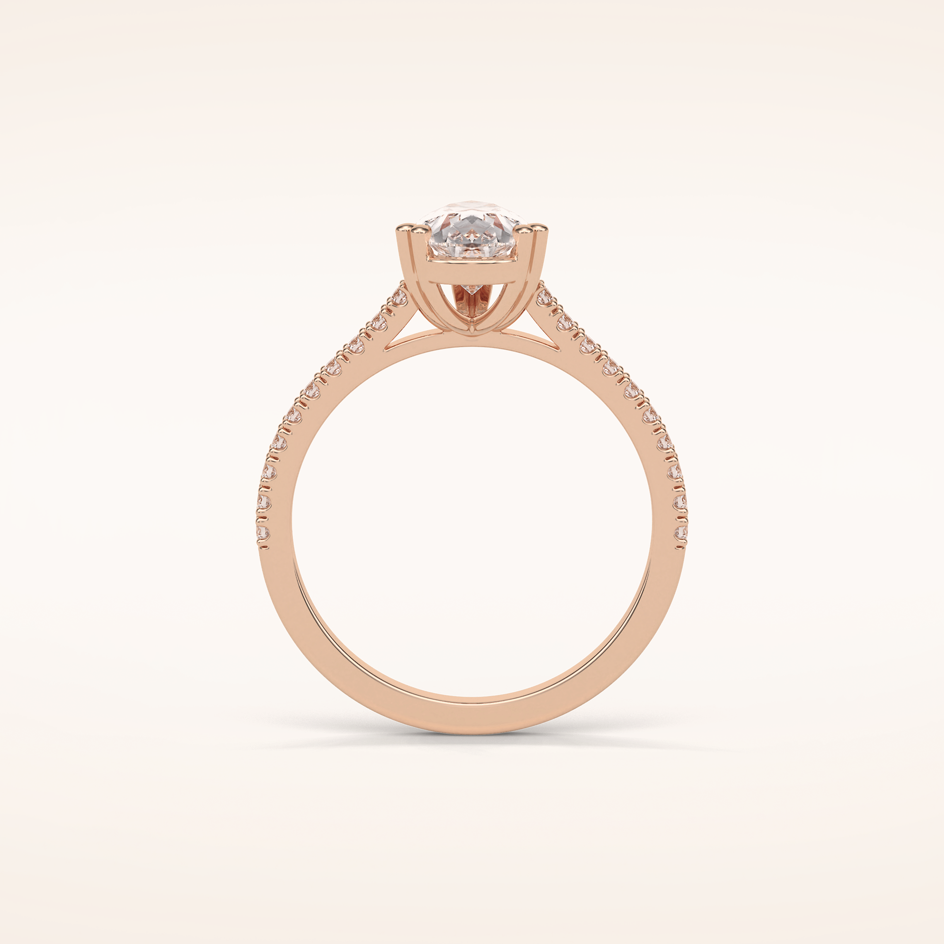 1.33 CT Pear Shaped Pave Moissanite Engagement Ring