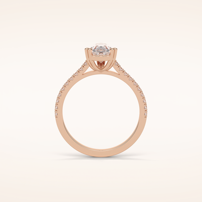 1.33 CT Pear Shaped Pave Moissanite Engagement Ring