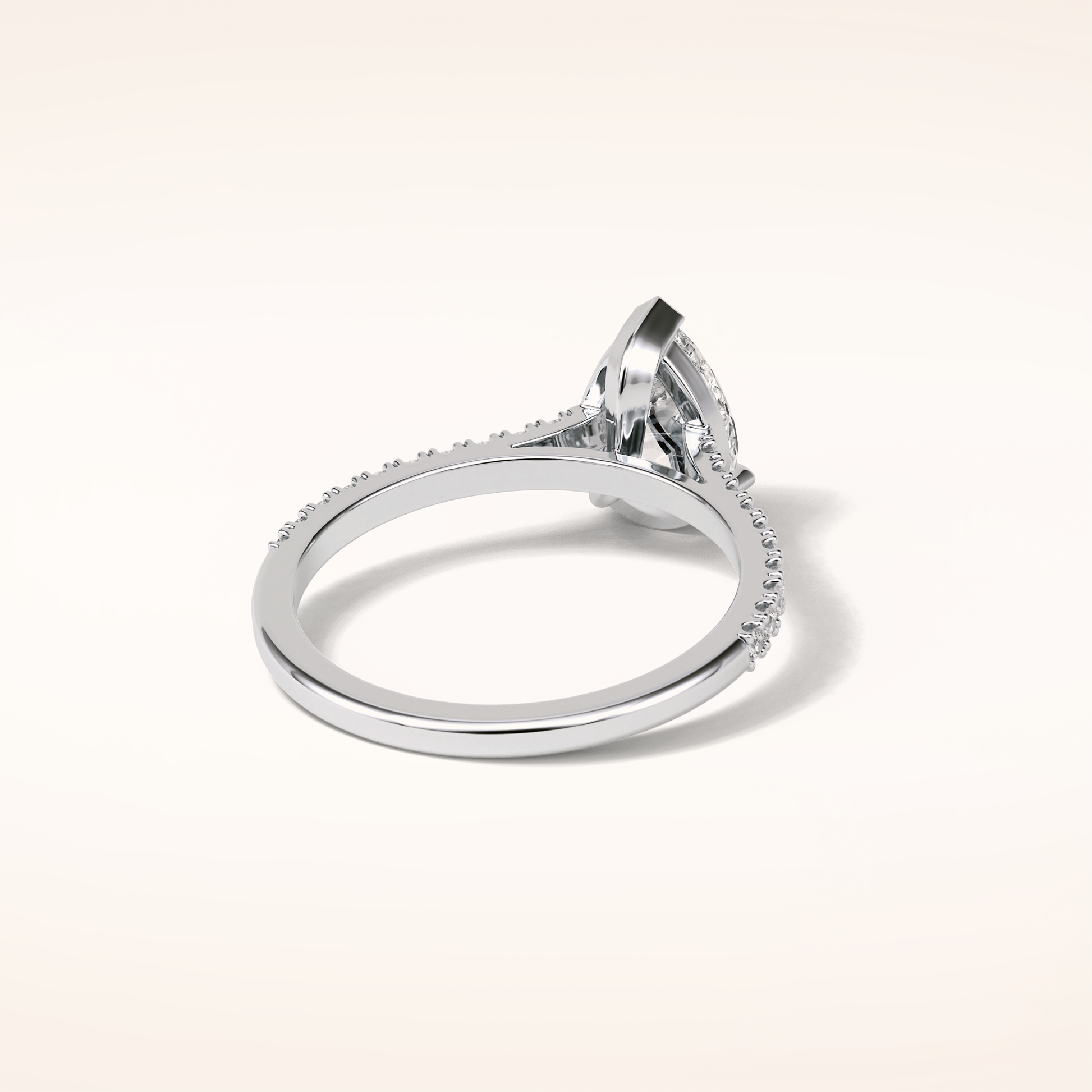 1.33 CT Pear Shaped Pave Moissanite Engagement Ring