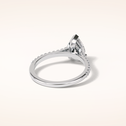 1.33 CT Pear Shaped Pave Moissanite Engagement Ring