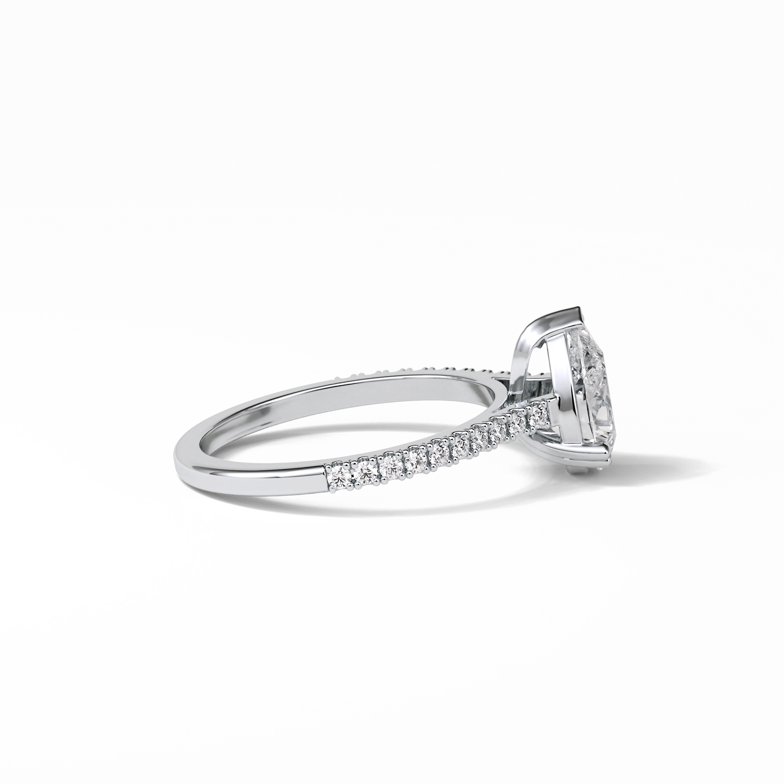 Pear Cut Pave Lab Grown Diamond Engagement Ring