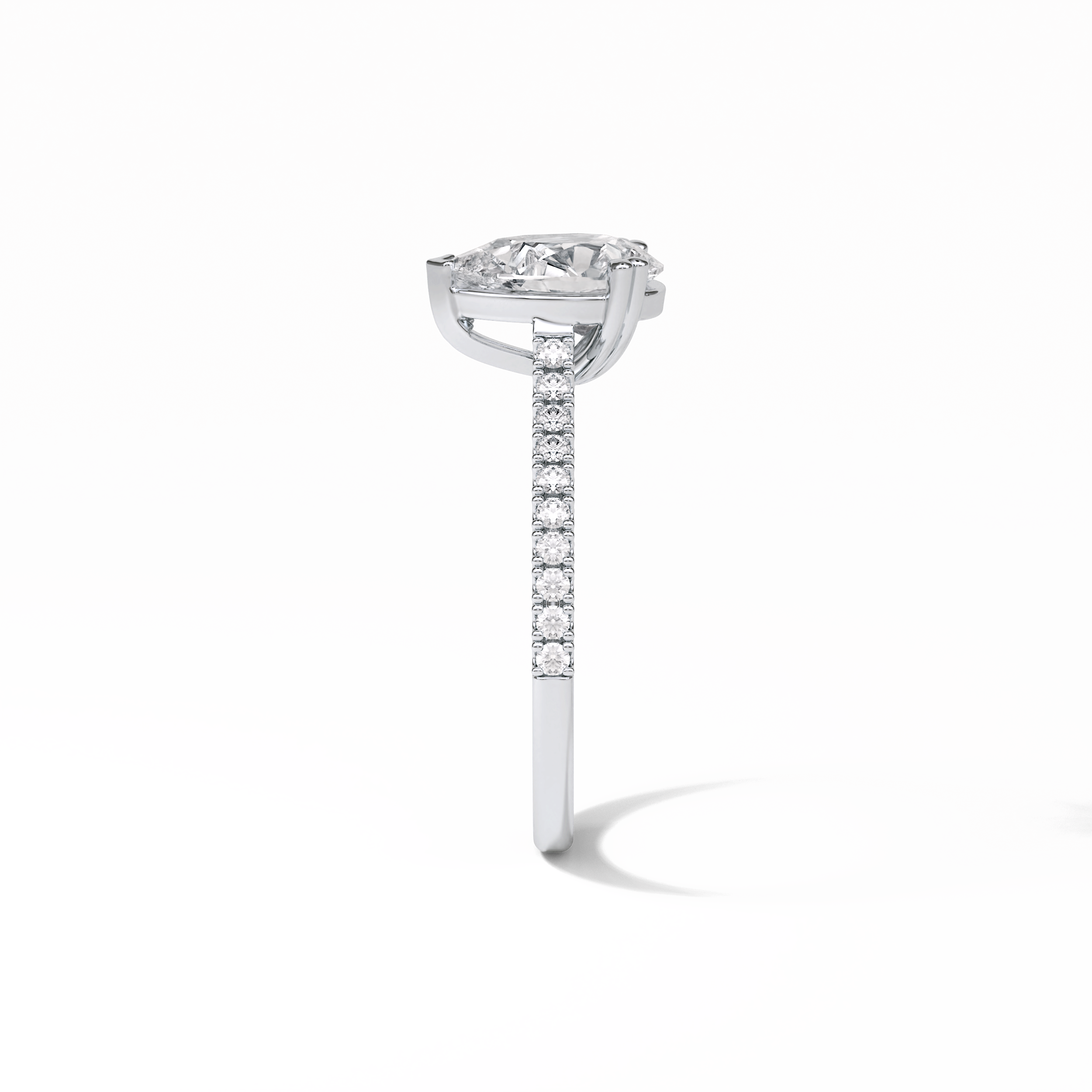 Pear Cut Pave Lab Grown Diamond Engagement Ring