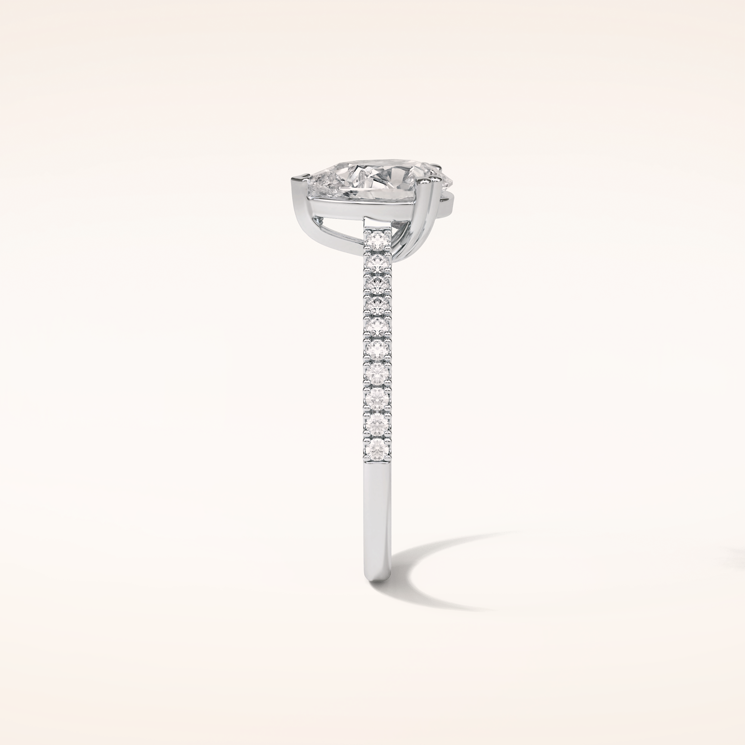 1.33 CT Pear Shaped Pave Moissanite Engagement Ring