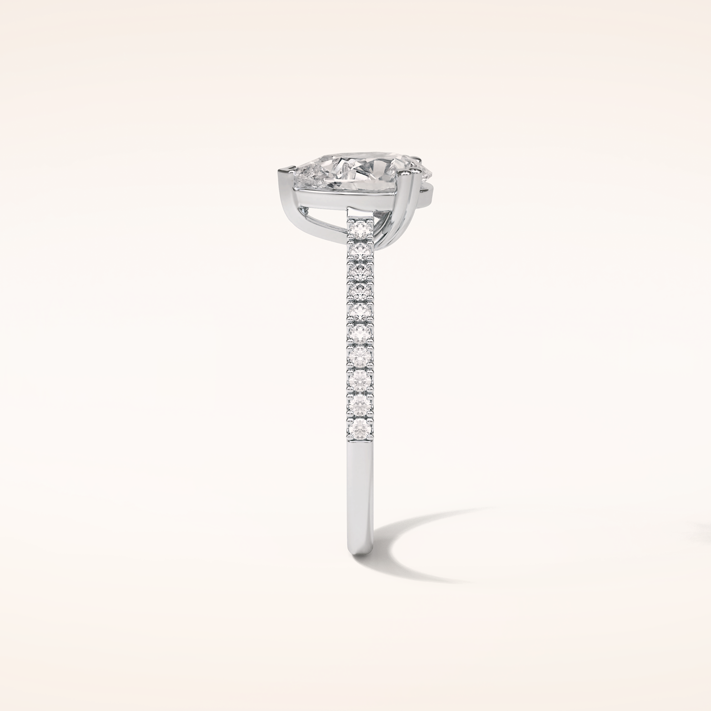 1.33 CT Pear Shaped Pave Moissanite Engagement Ring