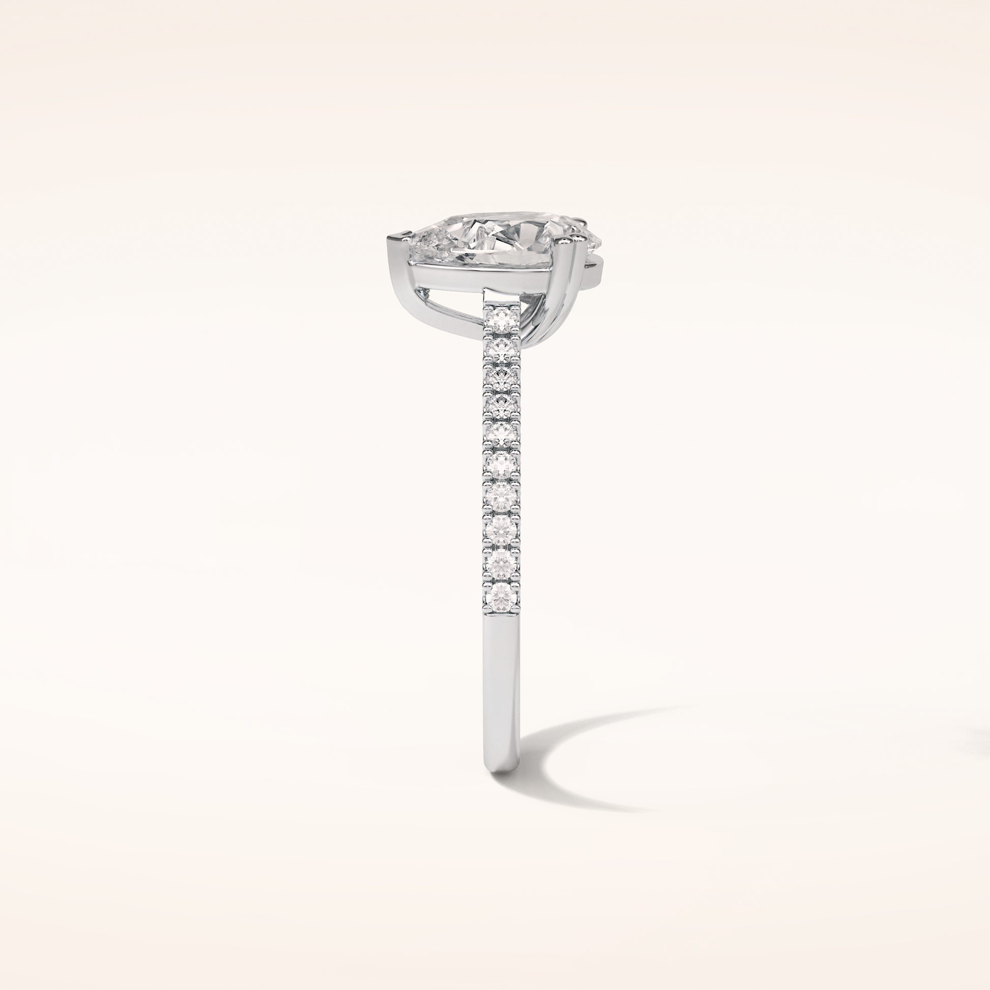 1.33 CT Pear Shaped Pave Moissanite Engagement Ring