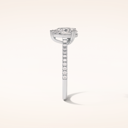 1.33 CT Pear Shaped Pave Moissanite Engagement Ring