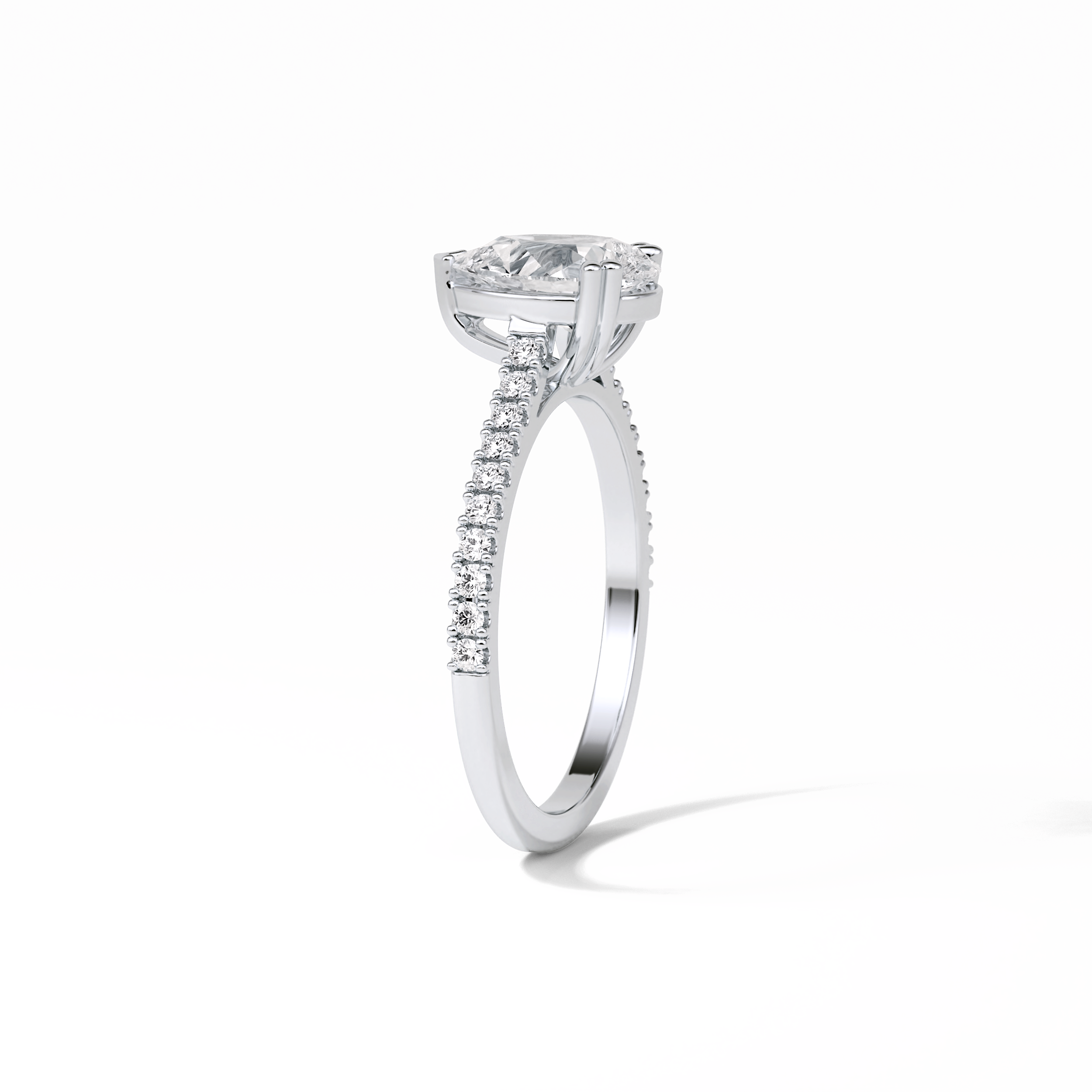 Pear Cut Pave Lab Grown Diamond Engagement Ring