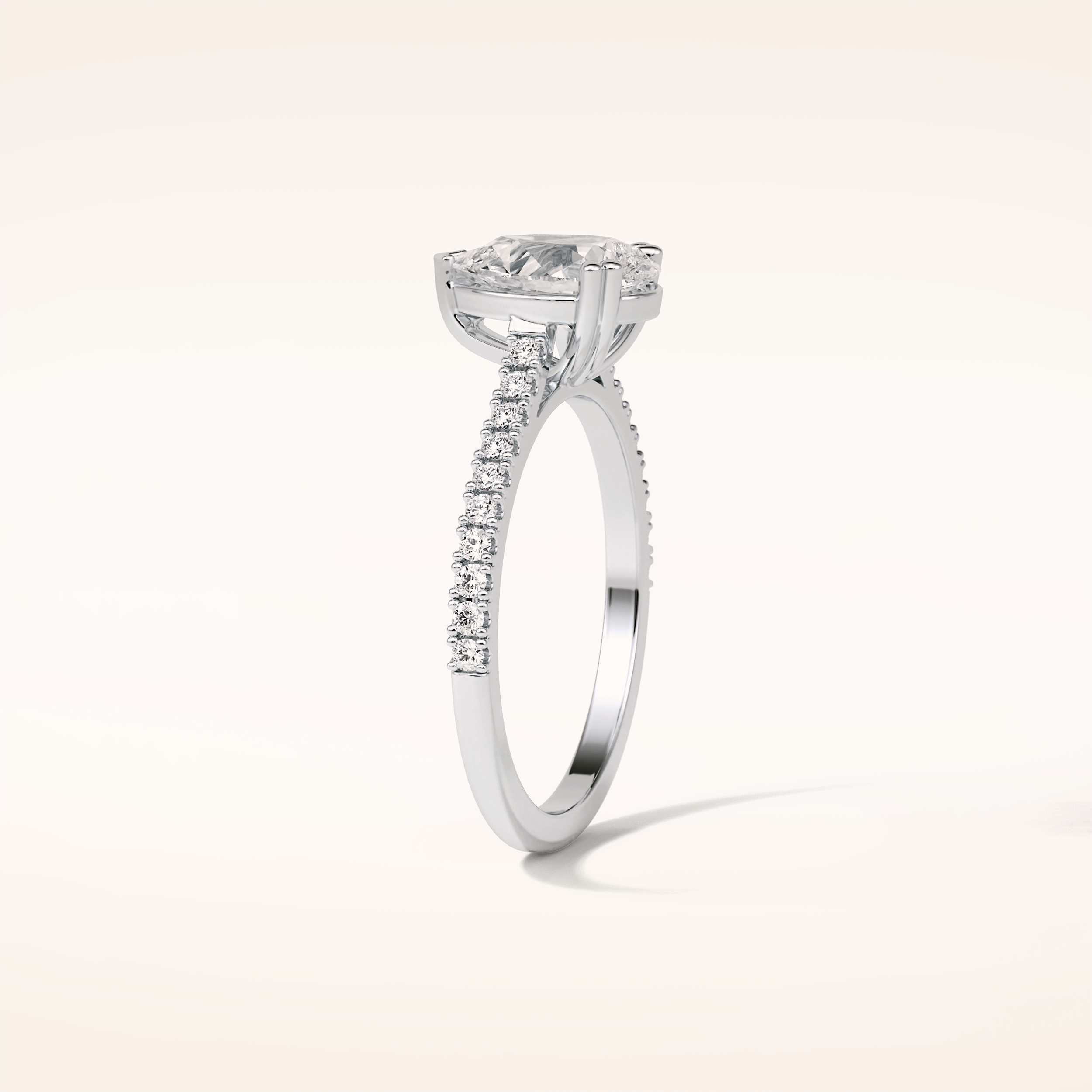 1.33 CT Pear Shaped Pave Moissanite Engagement Ring