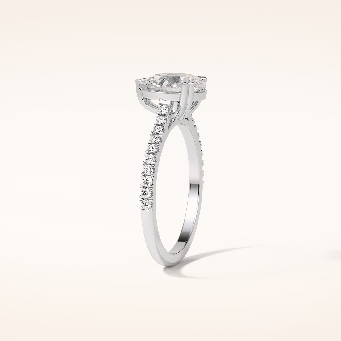 1.33 CT Pear Shaped Pave Moissanite Engagement Ring