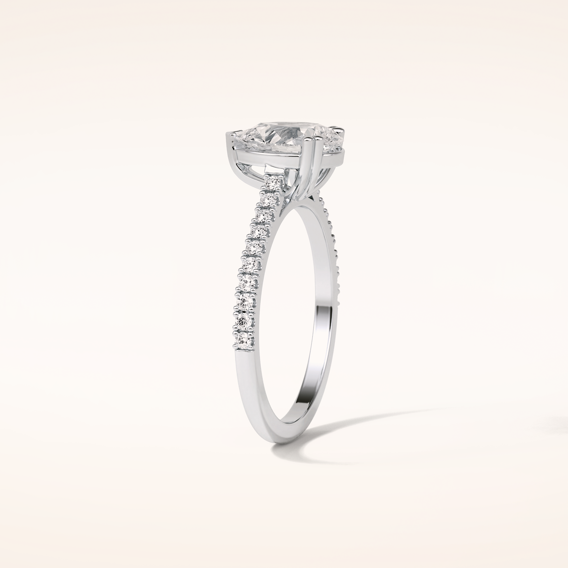 1.33 CT Pear Shaped Pave Moissanite Engagement Ring