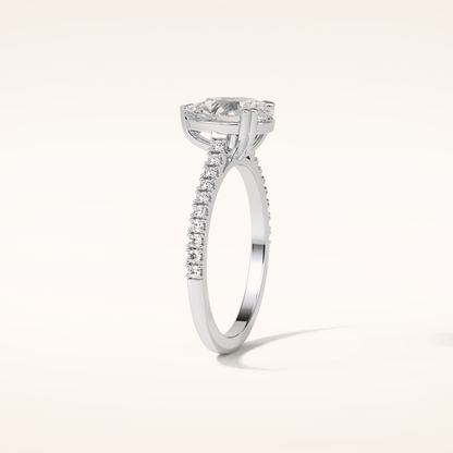 1.33 CT Pear Shaped Pave Moissanite Engagement Ring