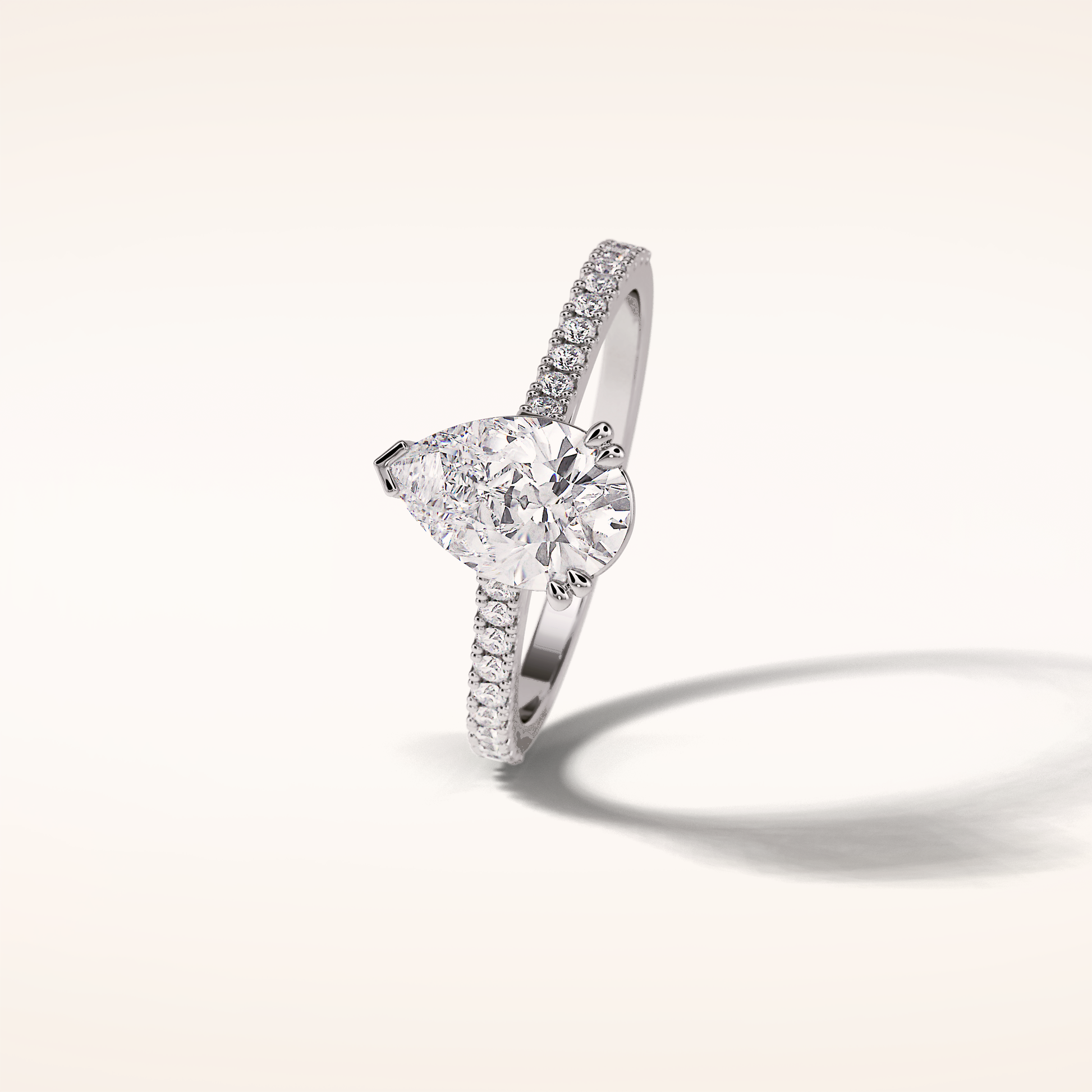 1.33 CT Pear Shaped Pave Moissanite Engagement Ring