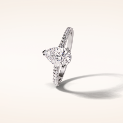 1.33 CT Pear Shaped Pave Moissanite Engagement Ring