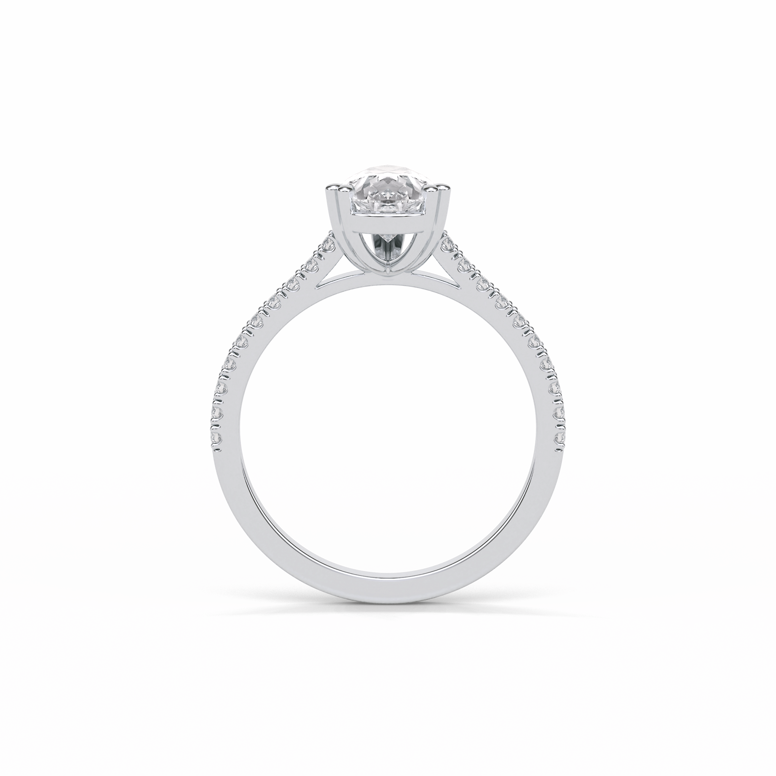 Pear Cut Pave Lab Grown Diamond Engagement Ring