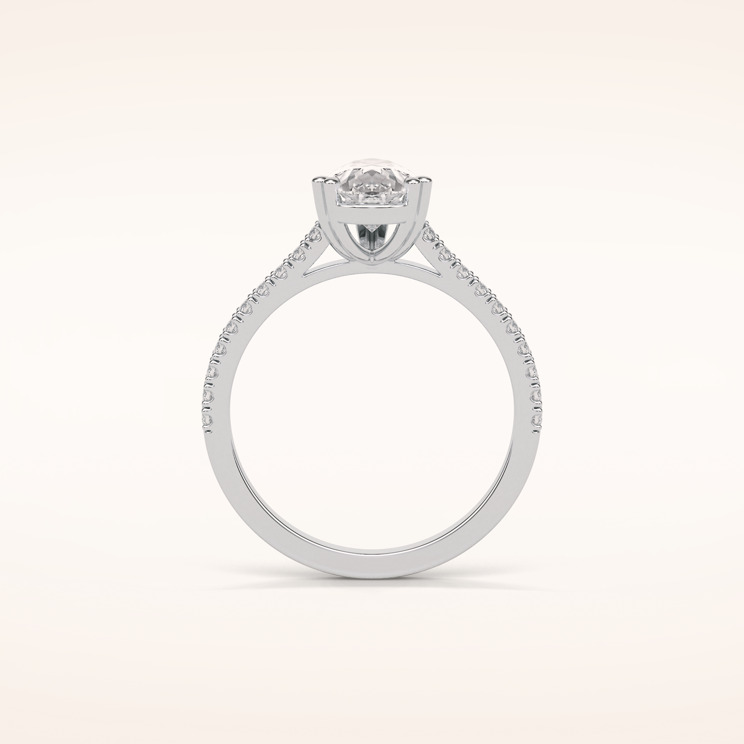 1.33 CT Pear Shaped Pave Moissanite Engagement Ring