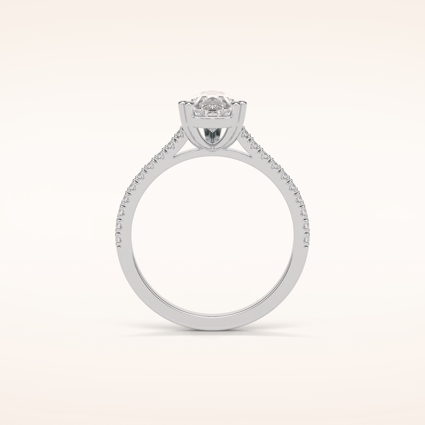 1.33 CT Pear Shaped Pave Moissanite Engagement Ring