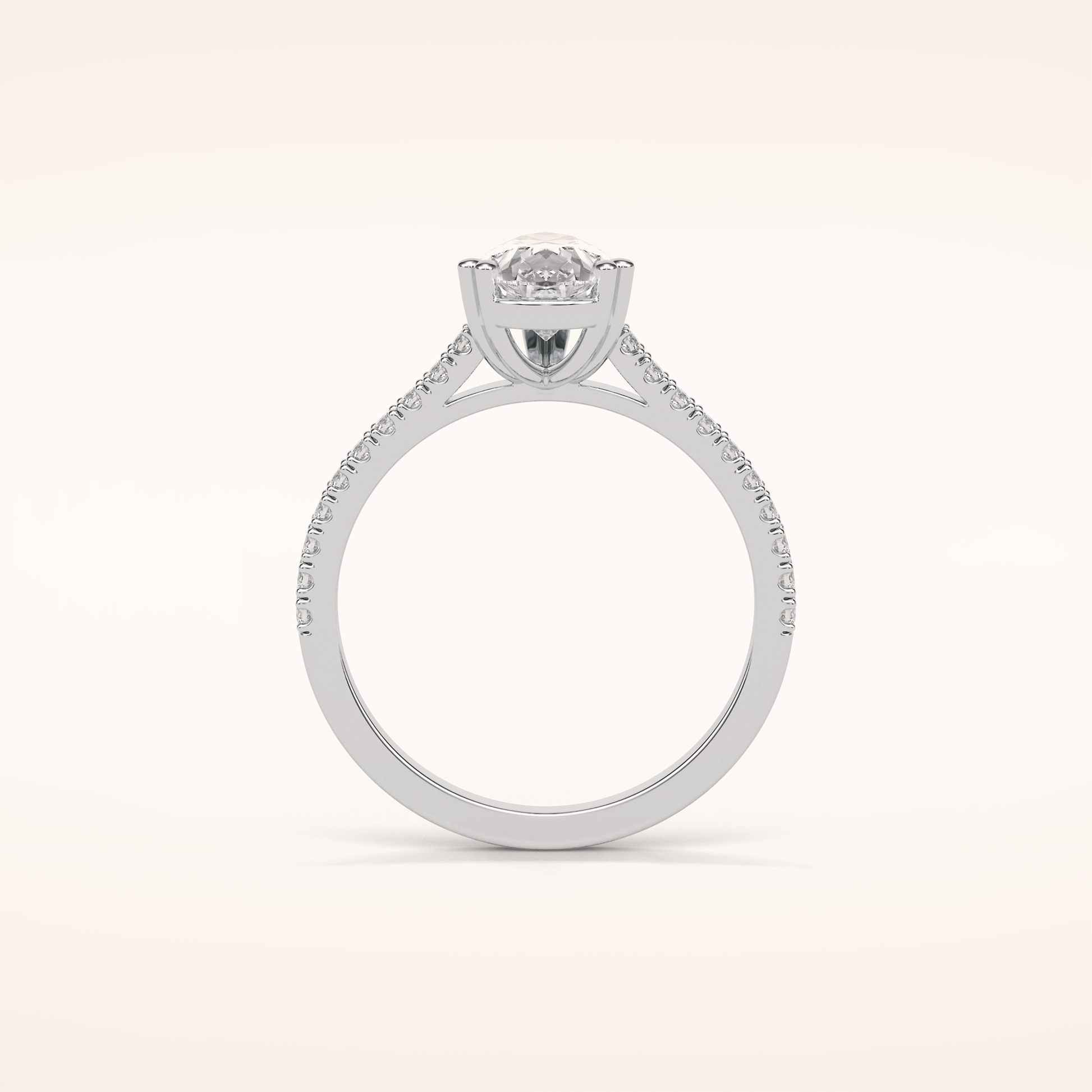 1.33 CT Pear Shaped Pave Moissanite Engagement Ring