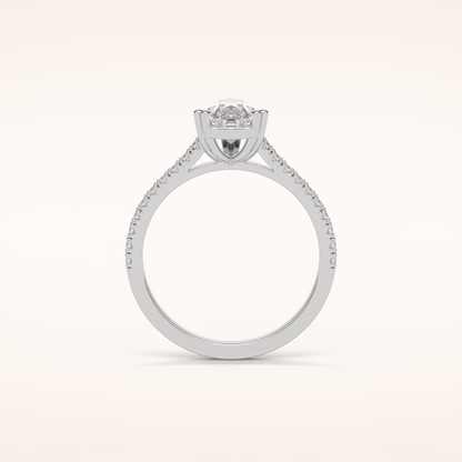 1.33 CT Pear Shaped Pave Moissanite Engagement Ring