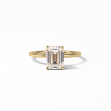 Emerald Hidden Halo Lab Grown Diamond Engagement Ring