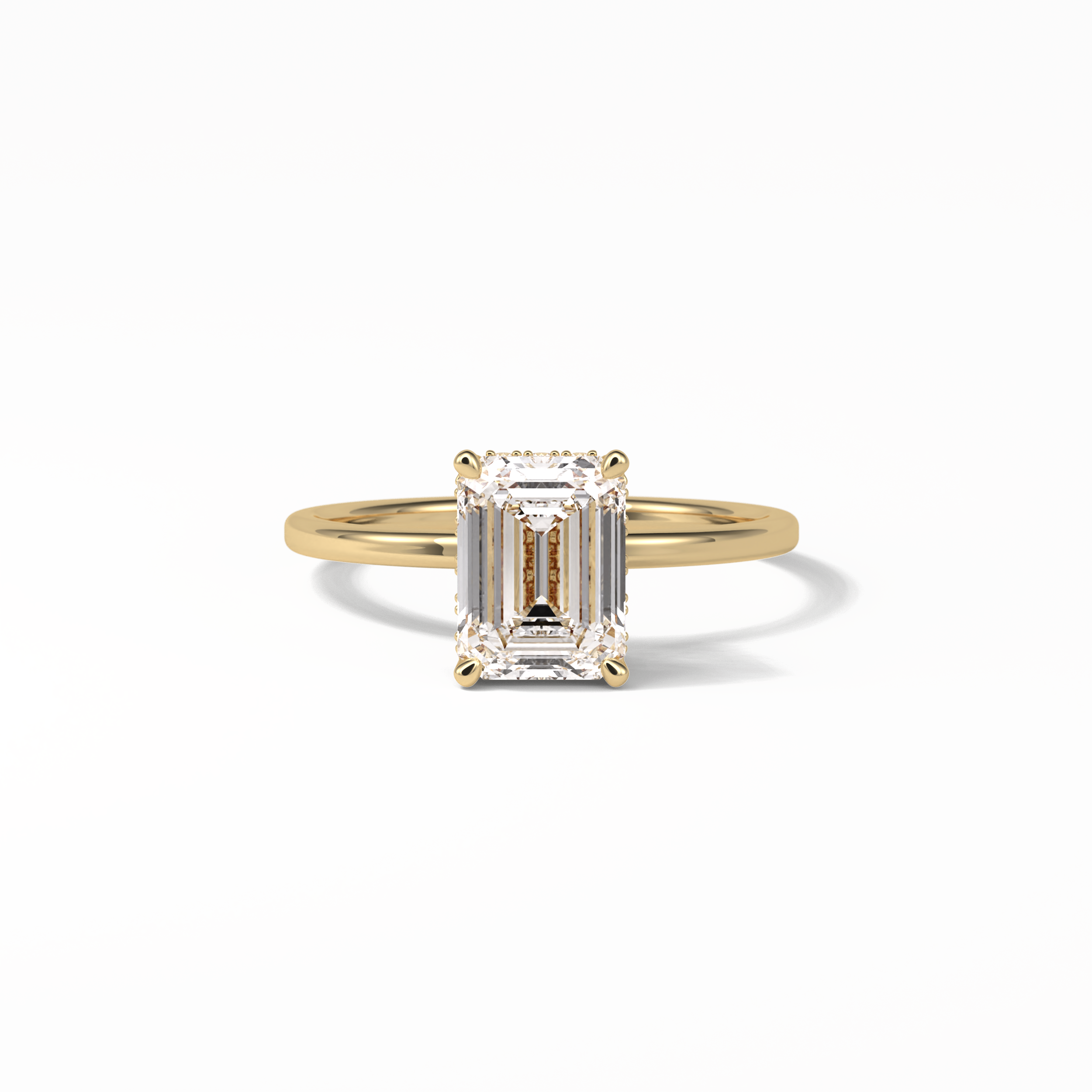 Emerald Hidden Halo Lab Grown Diamond Engagement Ring