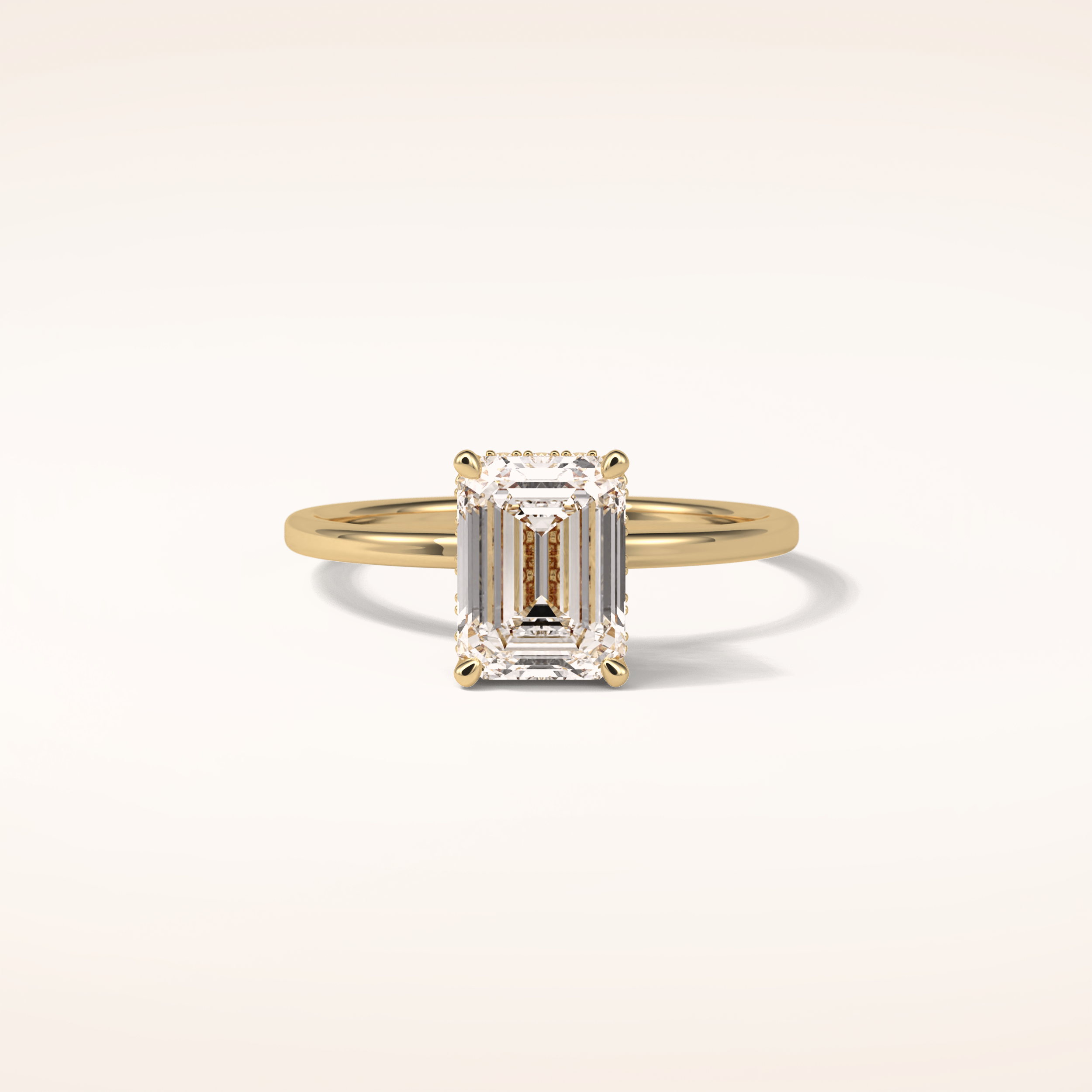 1.60 CT Emerald Shaped Hidden Halo Moissanite Engagement Ring