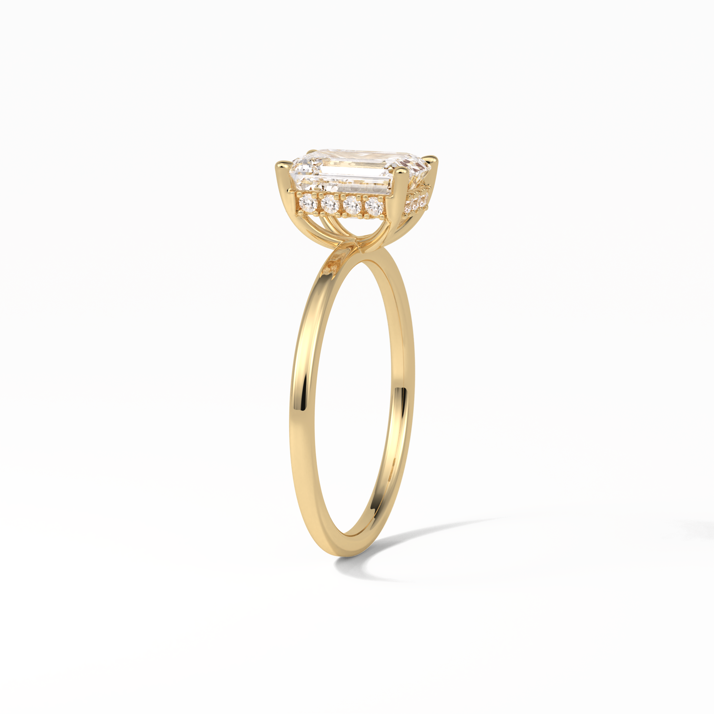 Emerald Hidden Halo Lab Grown Diamond Engagement Ring