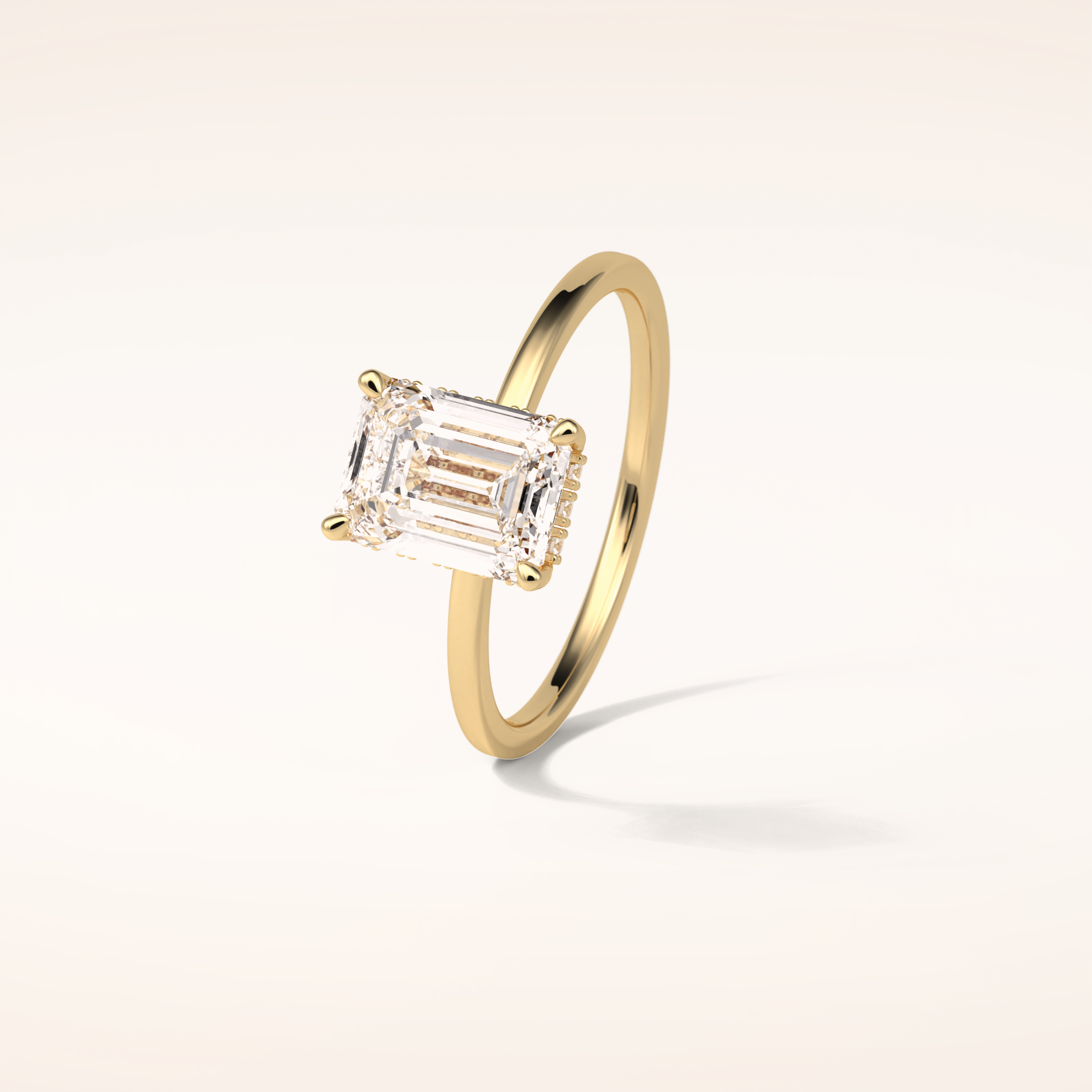 1.60 CT Emerald Shaped Hidden Halo Moissanite Engagement Ring