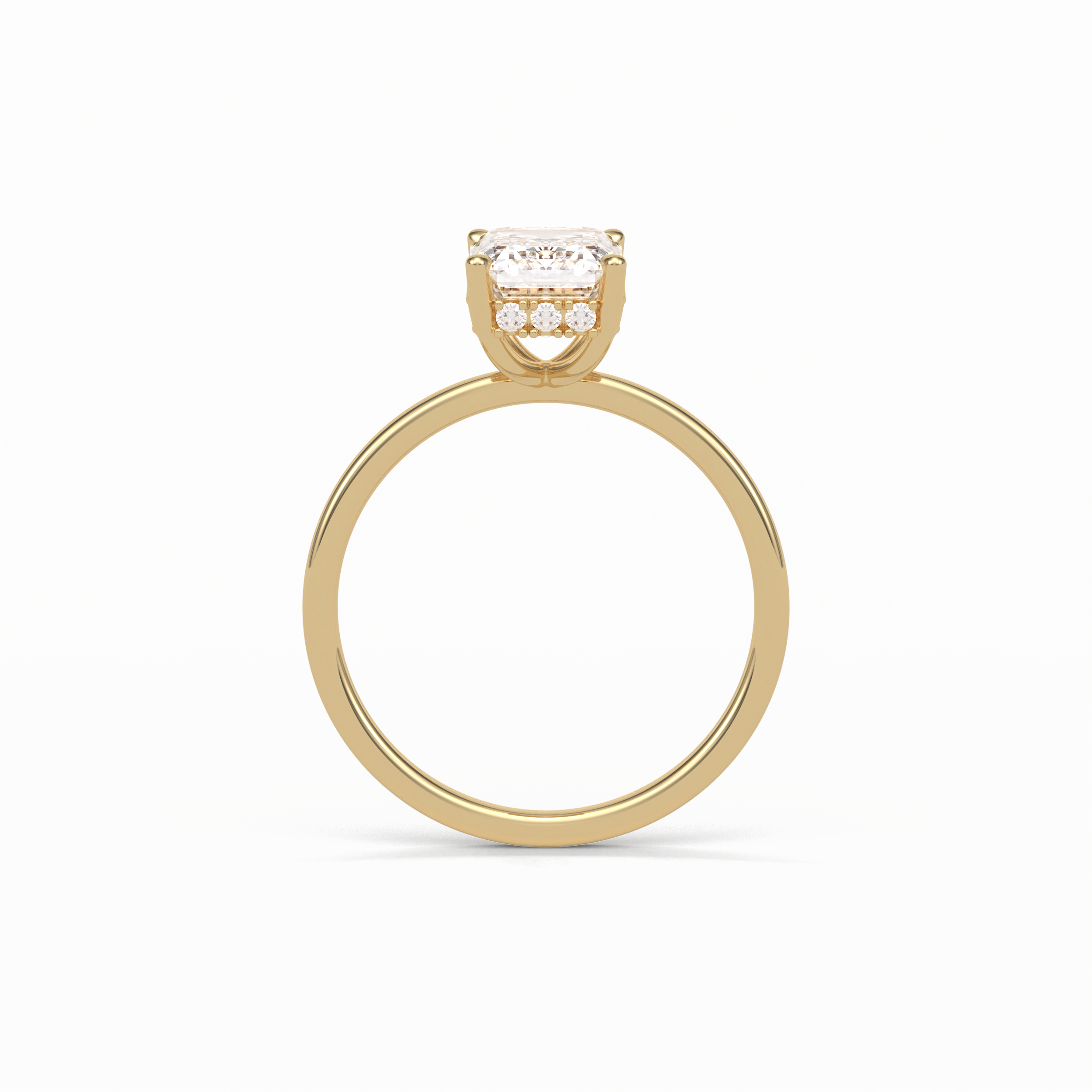 Emerald Hidden Halo Lab Grown Diamond Engagement Ring
