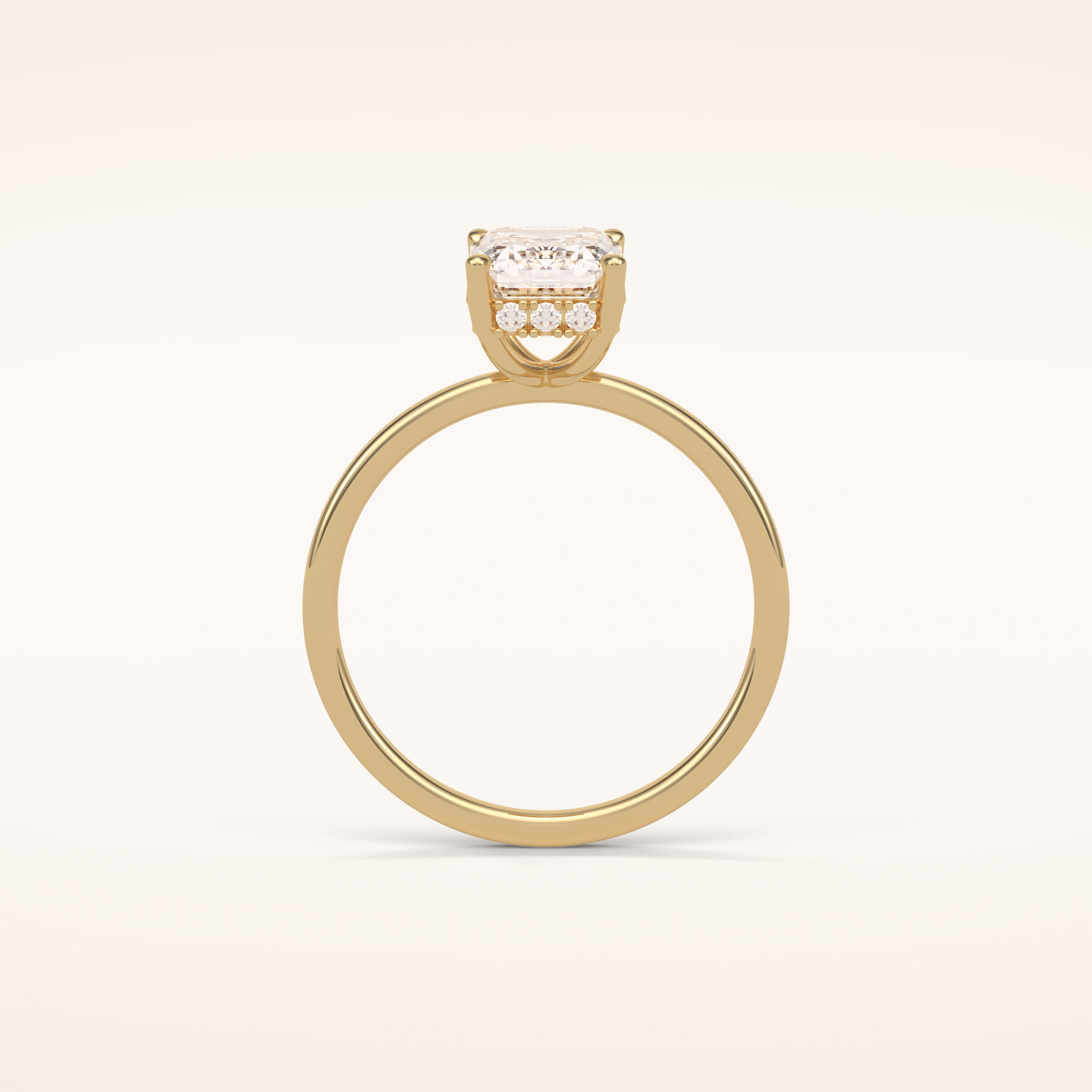 1.60 CT Emerald Shaped Hidden Halo Moissanite Engagement Ring