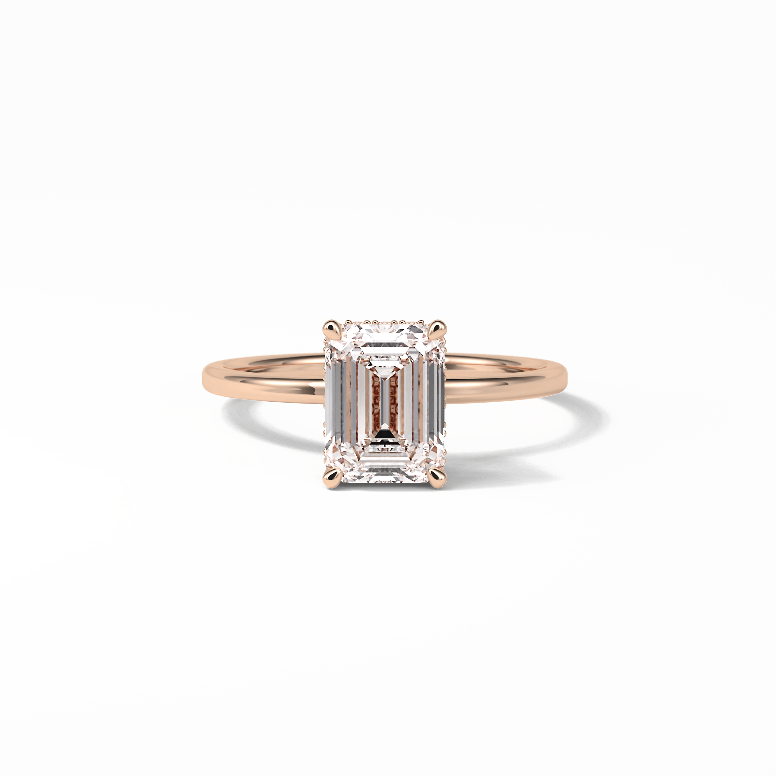 Emerald Hidden Halo Lab Grown Diamond Engagement Ring