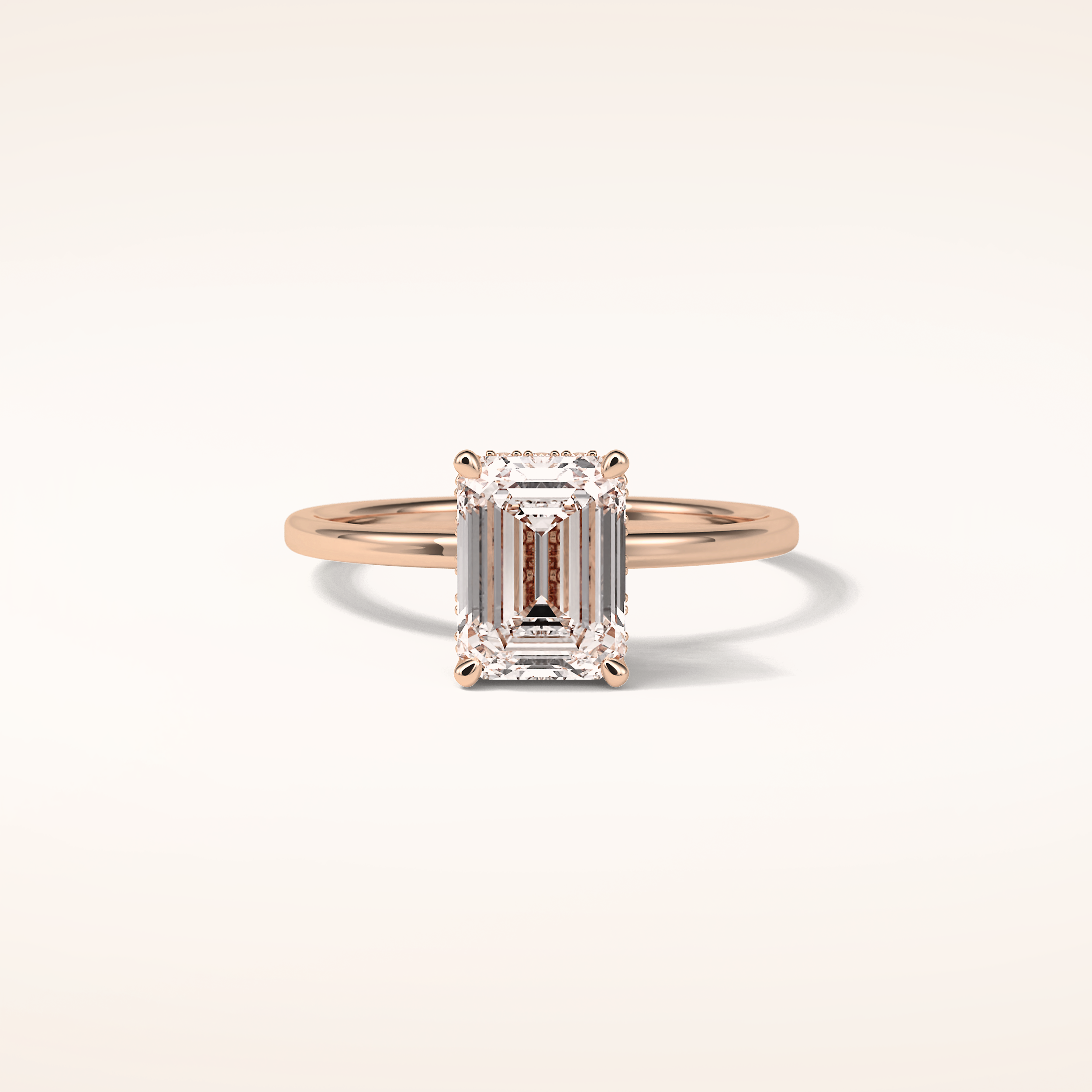 1.60 CT Emerald Shaped Hidden Halo Moissanite Engagement Ring