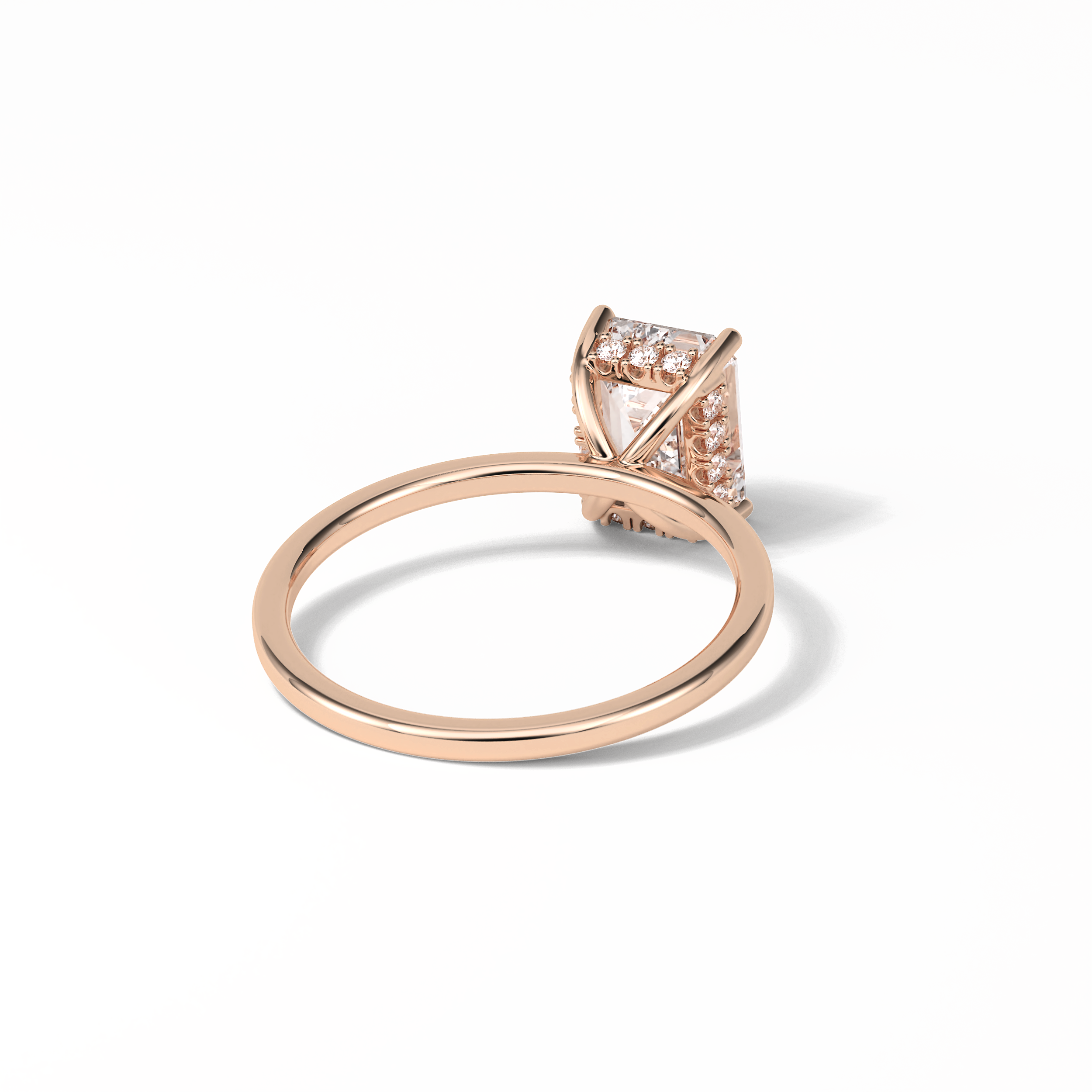 Emerald Hidden Halo Lab Grown Diamond Engagement Ring