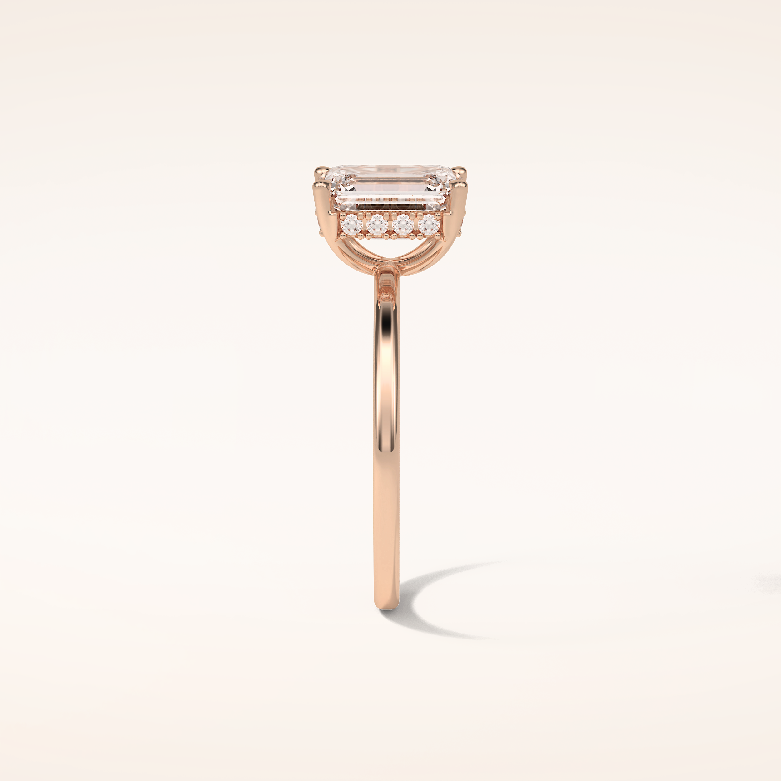 1.60 CT Emerald Shaped Hidden Halo Moissanite Engagement Ring