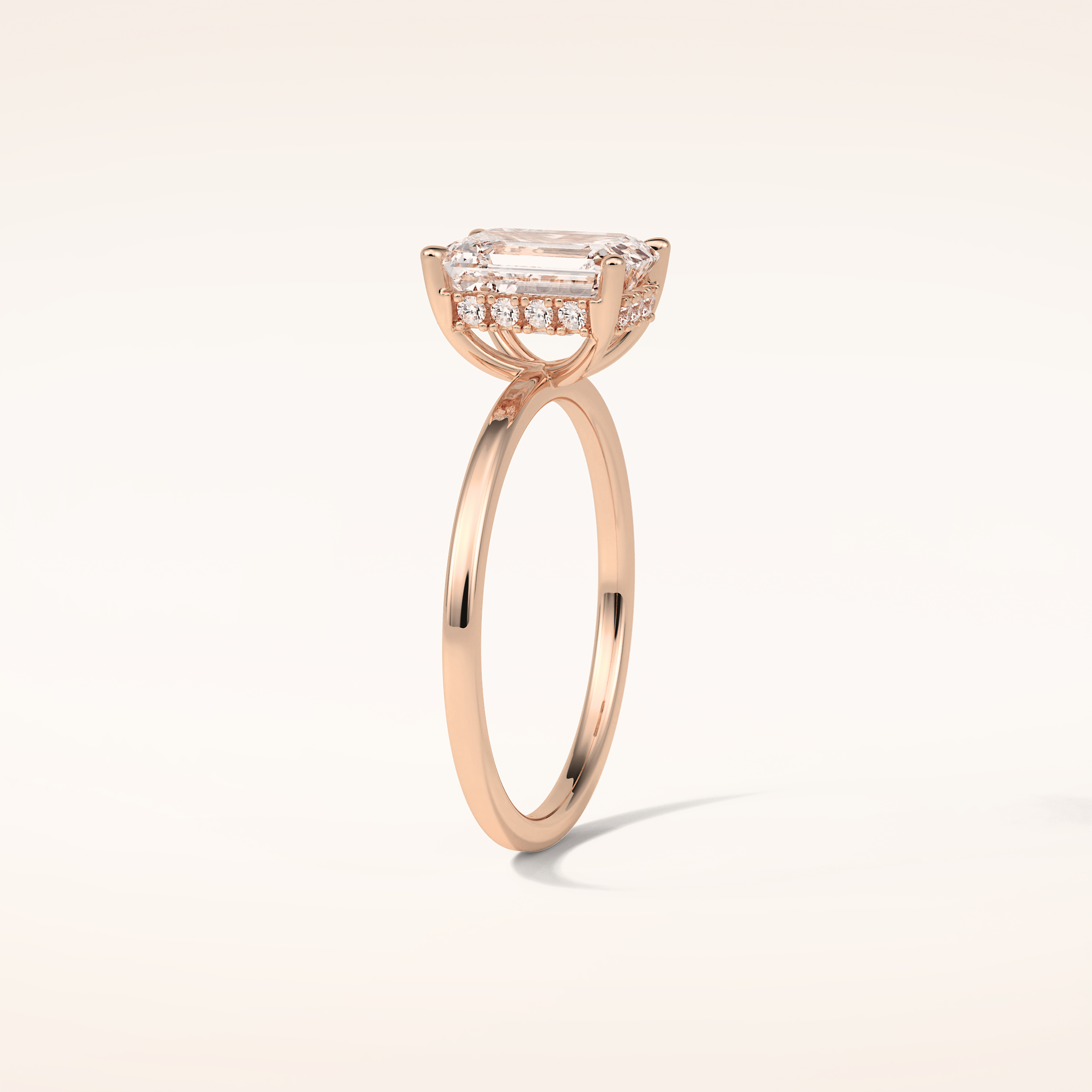 1.60 CT Emerald Shaped Hidden Halo Moissanite Engagement Ring