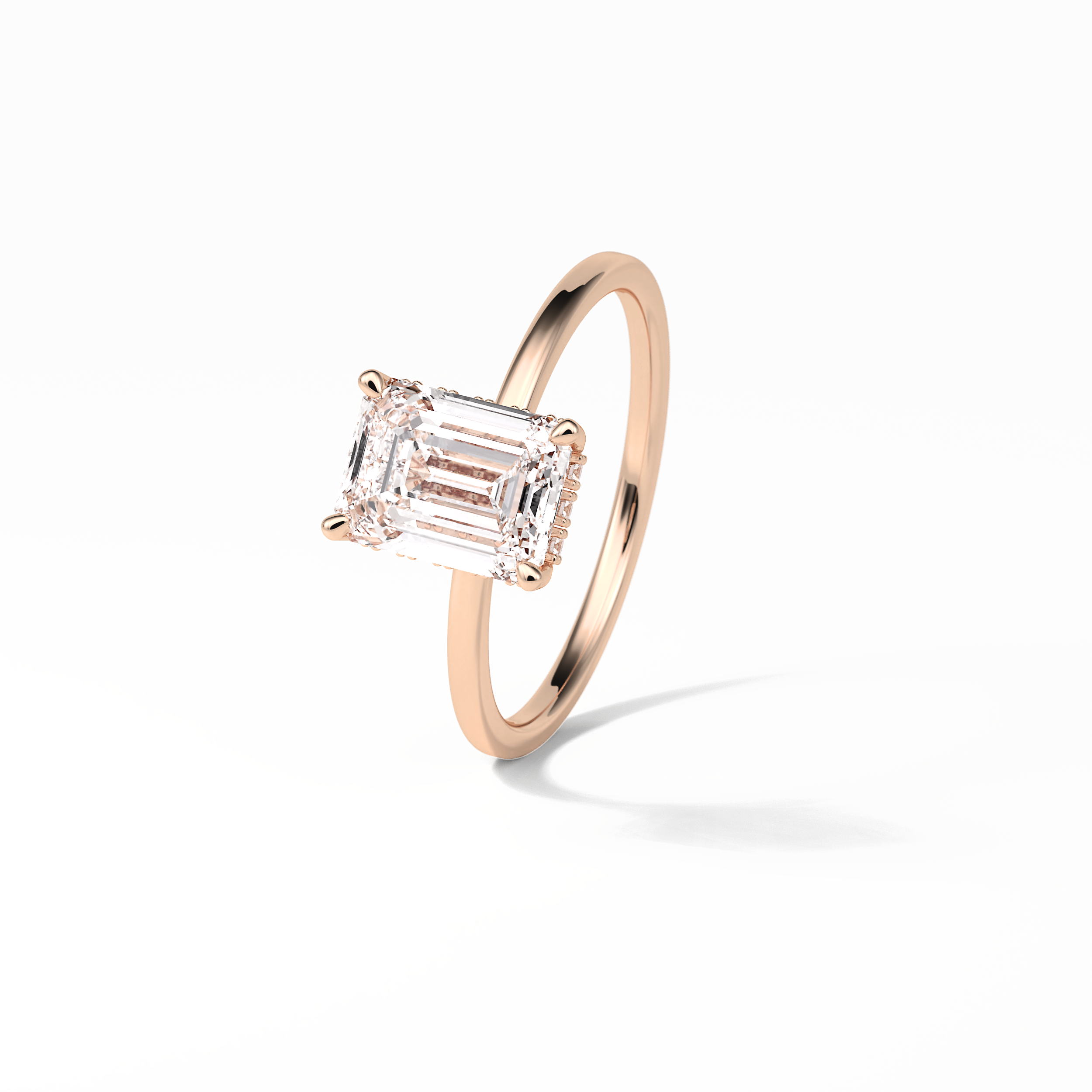Emerald Hidden Halo Lab Grown Diamond Engagement Ring