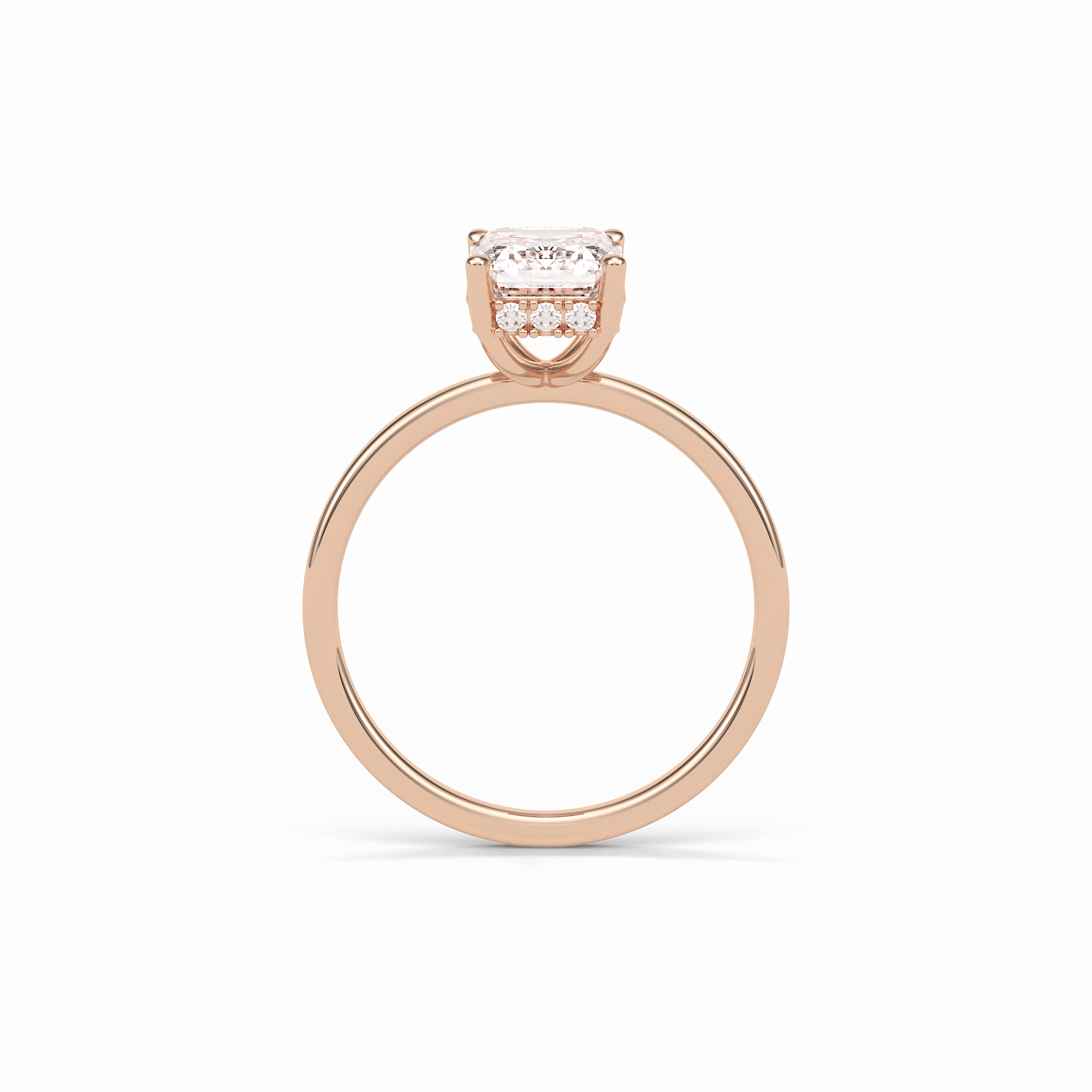 Emerald Hidden Halo Lab Grown Diamond Engagement Ring