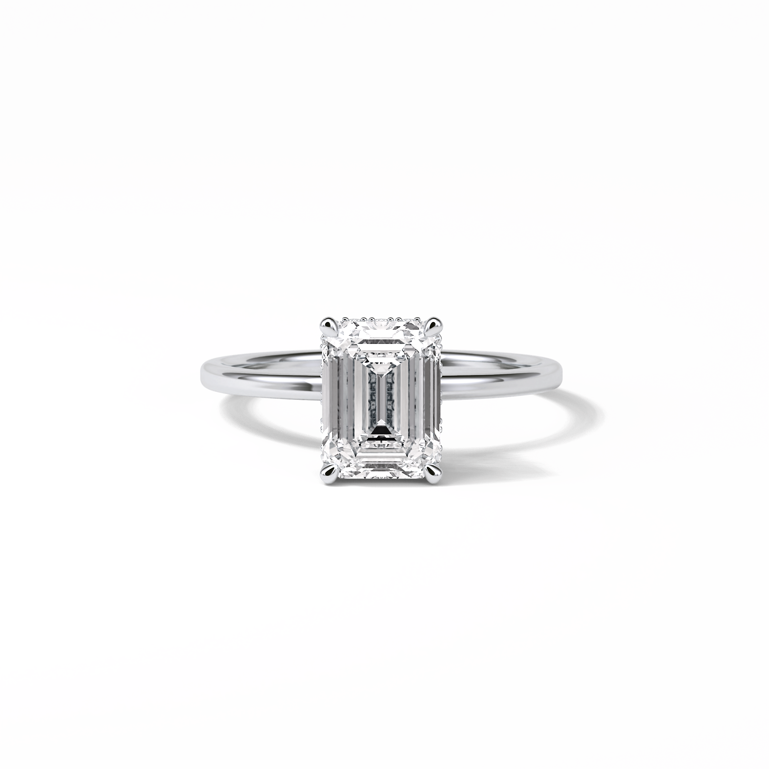 Emerald Hidden Halo Lab Grown Diamond Engagement Ring