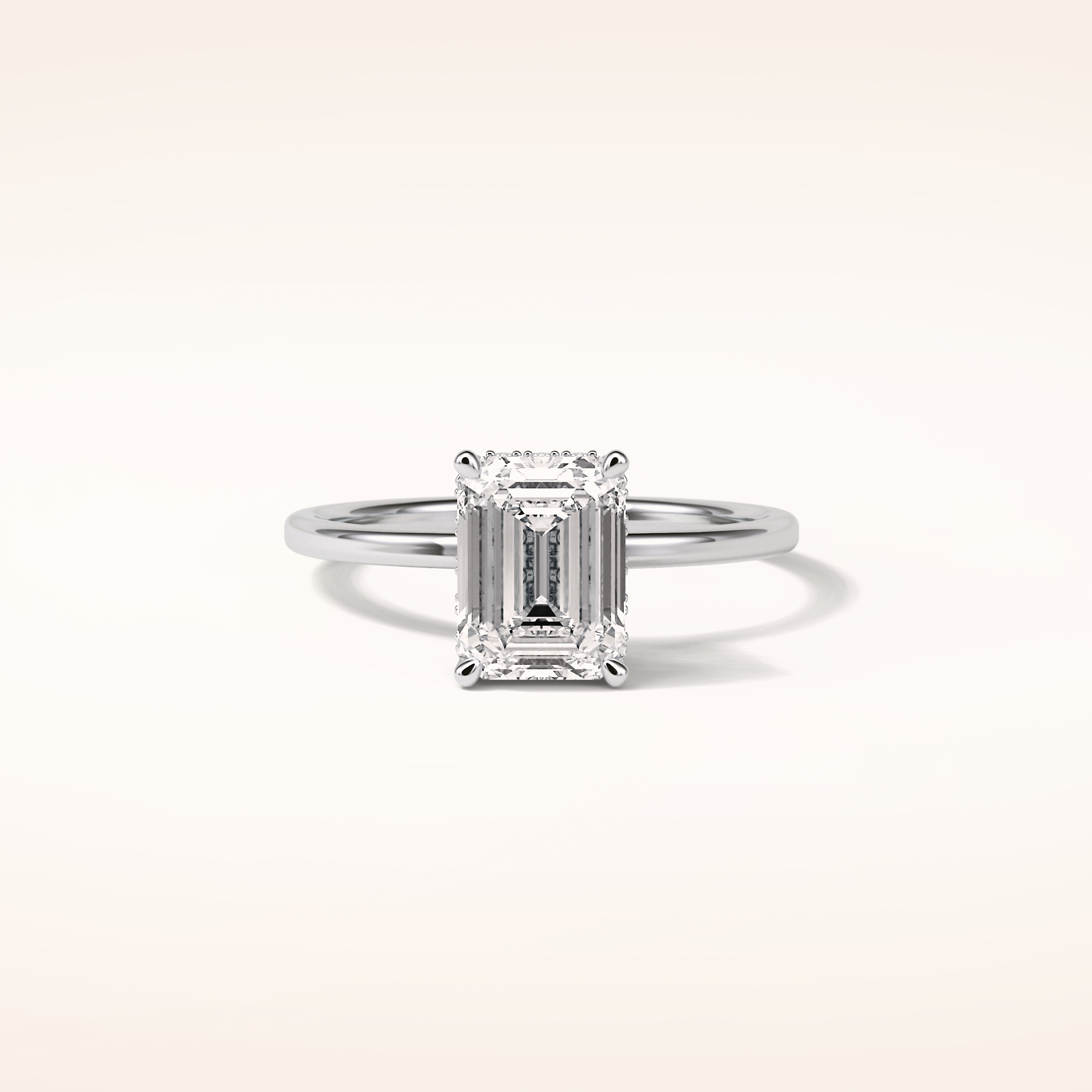 1.60 CT Emerald Shaped Hidden Halo Moissanite Engagement Ring