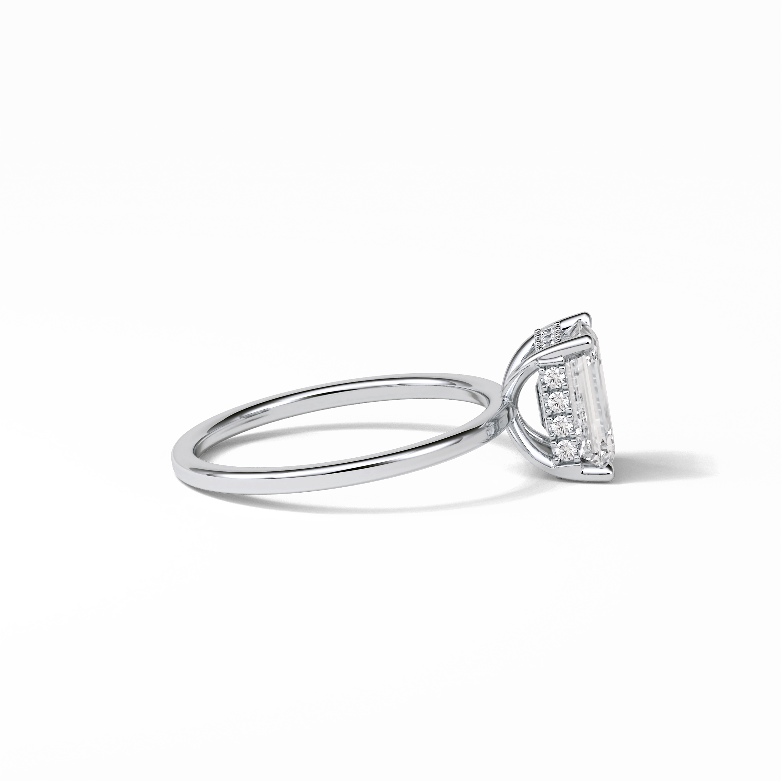 Emerald Hidden Halo Lab Grown Diamond Engagement Ring