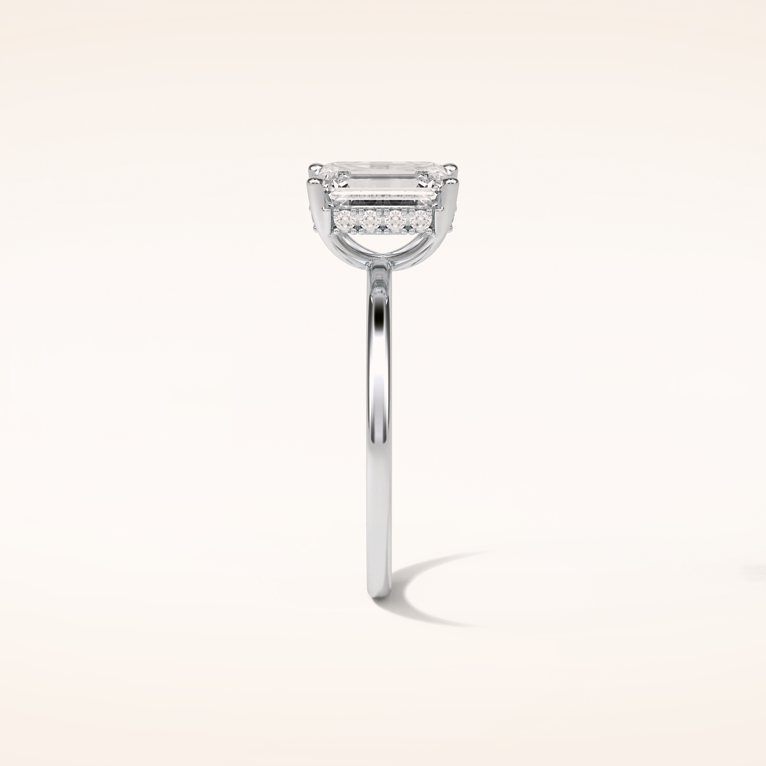 1.60 CT Emerald Shaped Hidden Halo Moissanite Engagement Ring